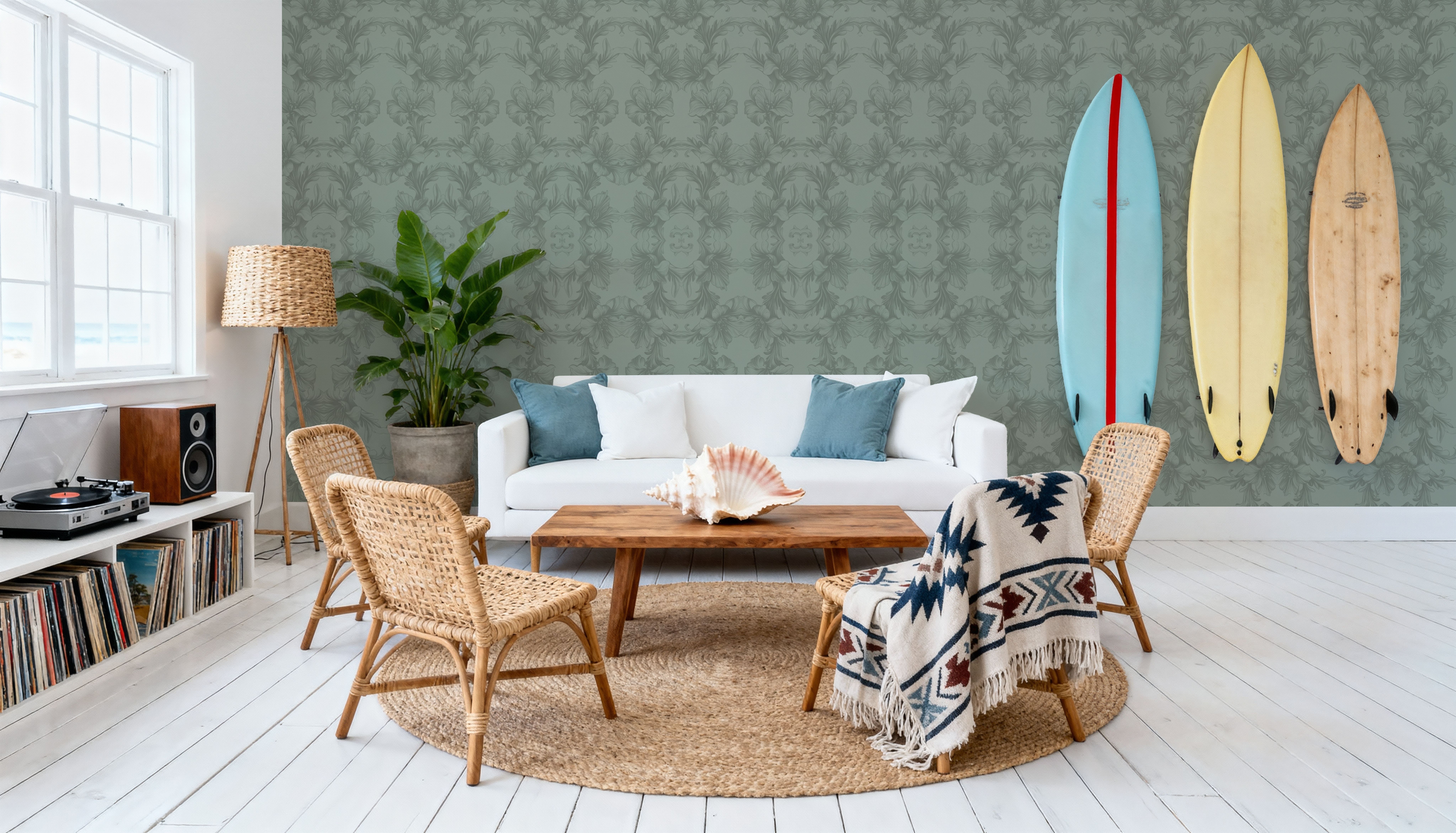 Flower Bridges Mint, Papier peint