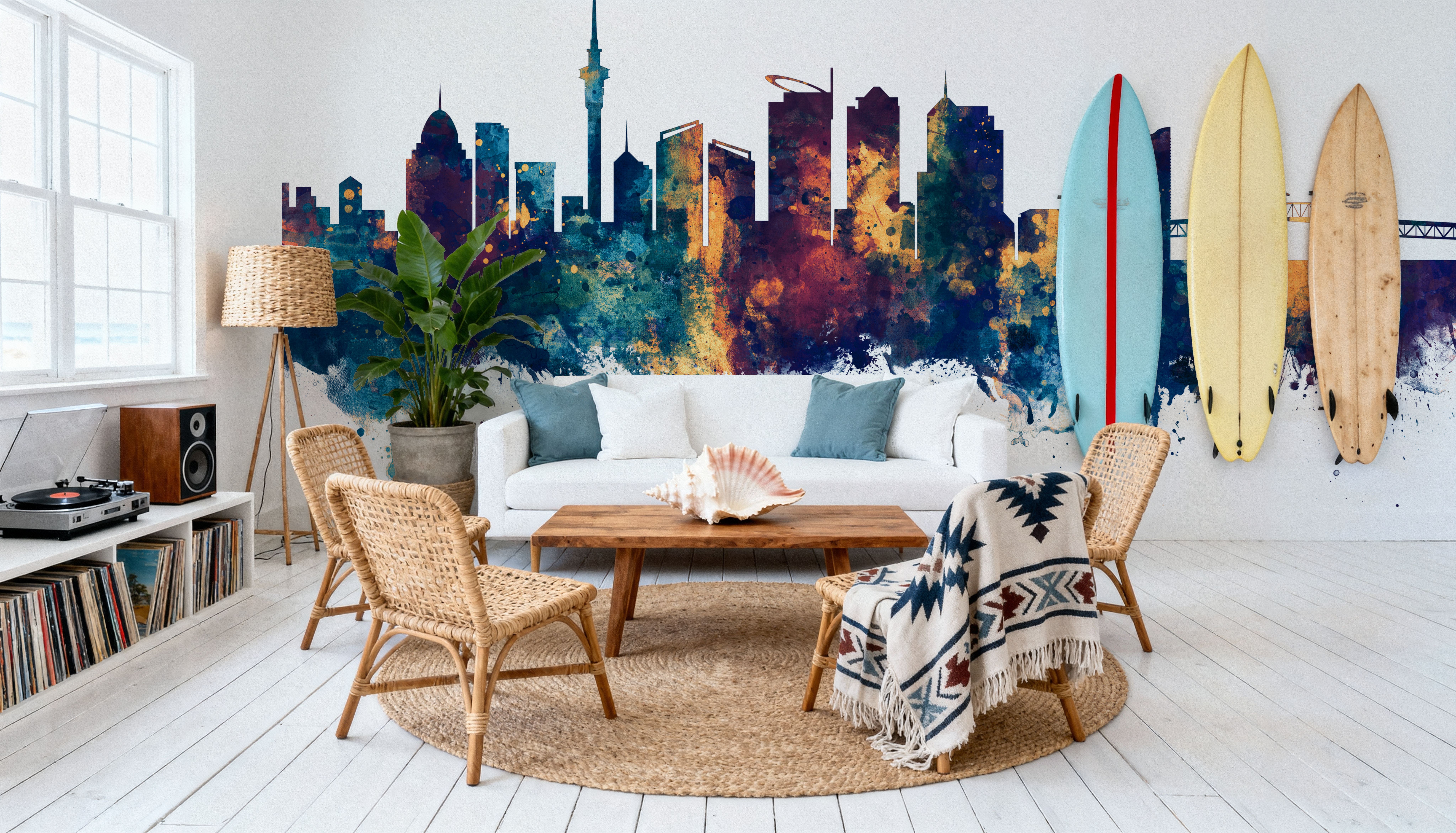 Auckland New Zeeland Skyline Blue & Bronze