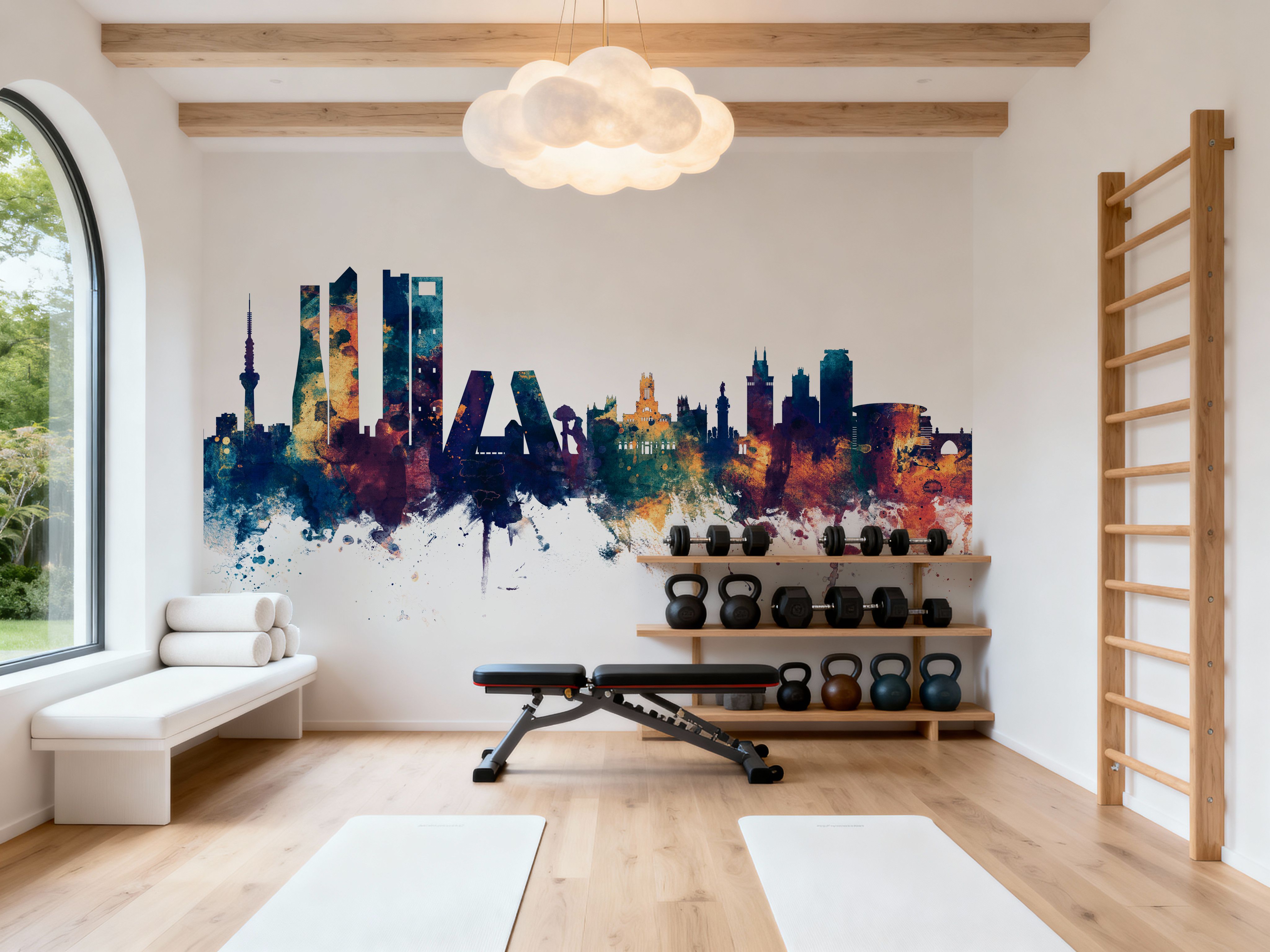 Madrid Skyline Blue & Bronze