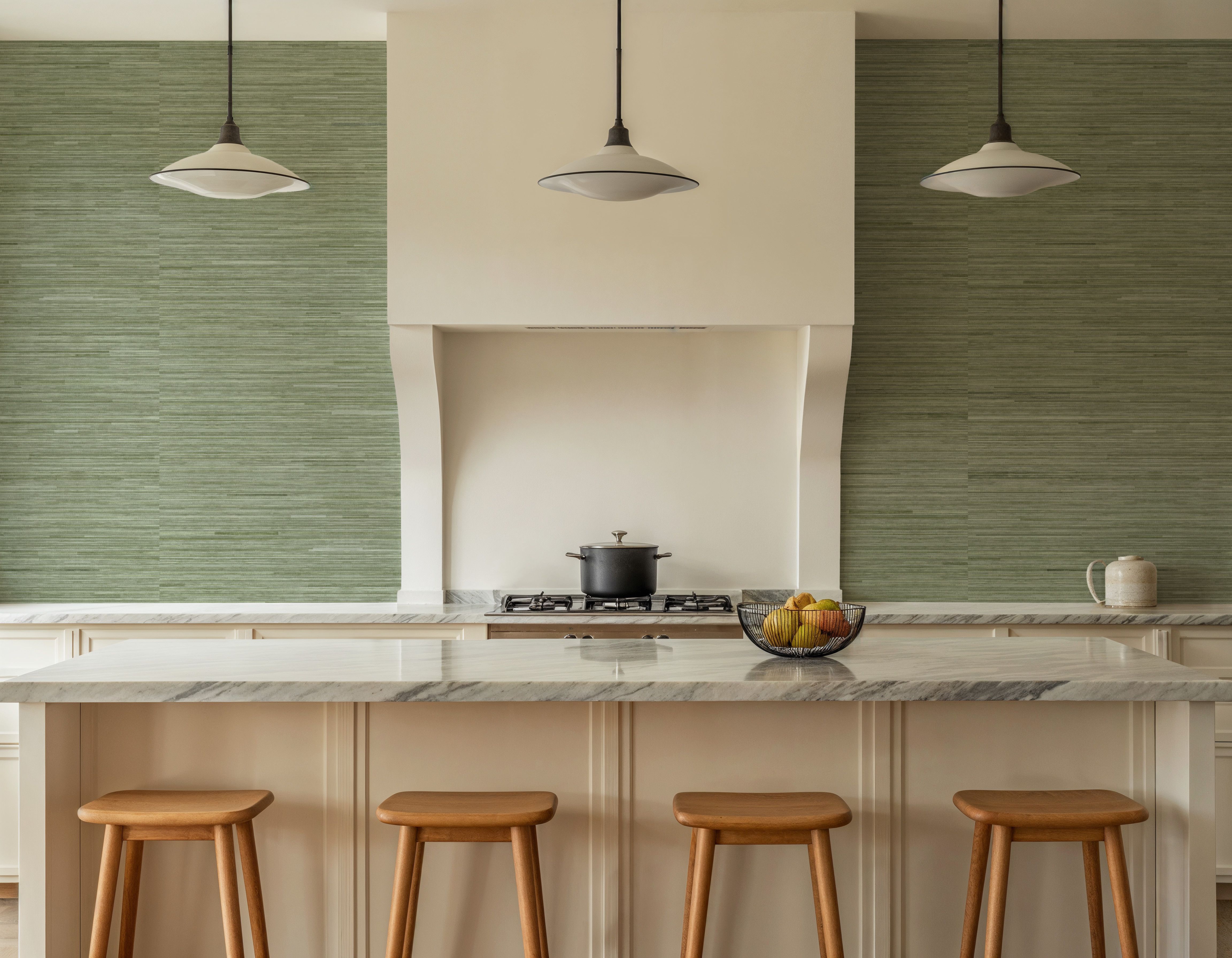 Faux Grasscloth with Visible Seams, Fern