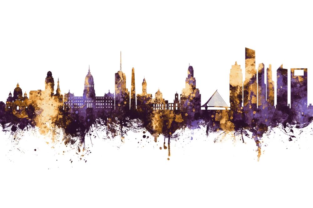Buenos Aires Argentina Skyline Purple & Gold