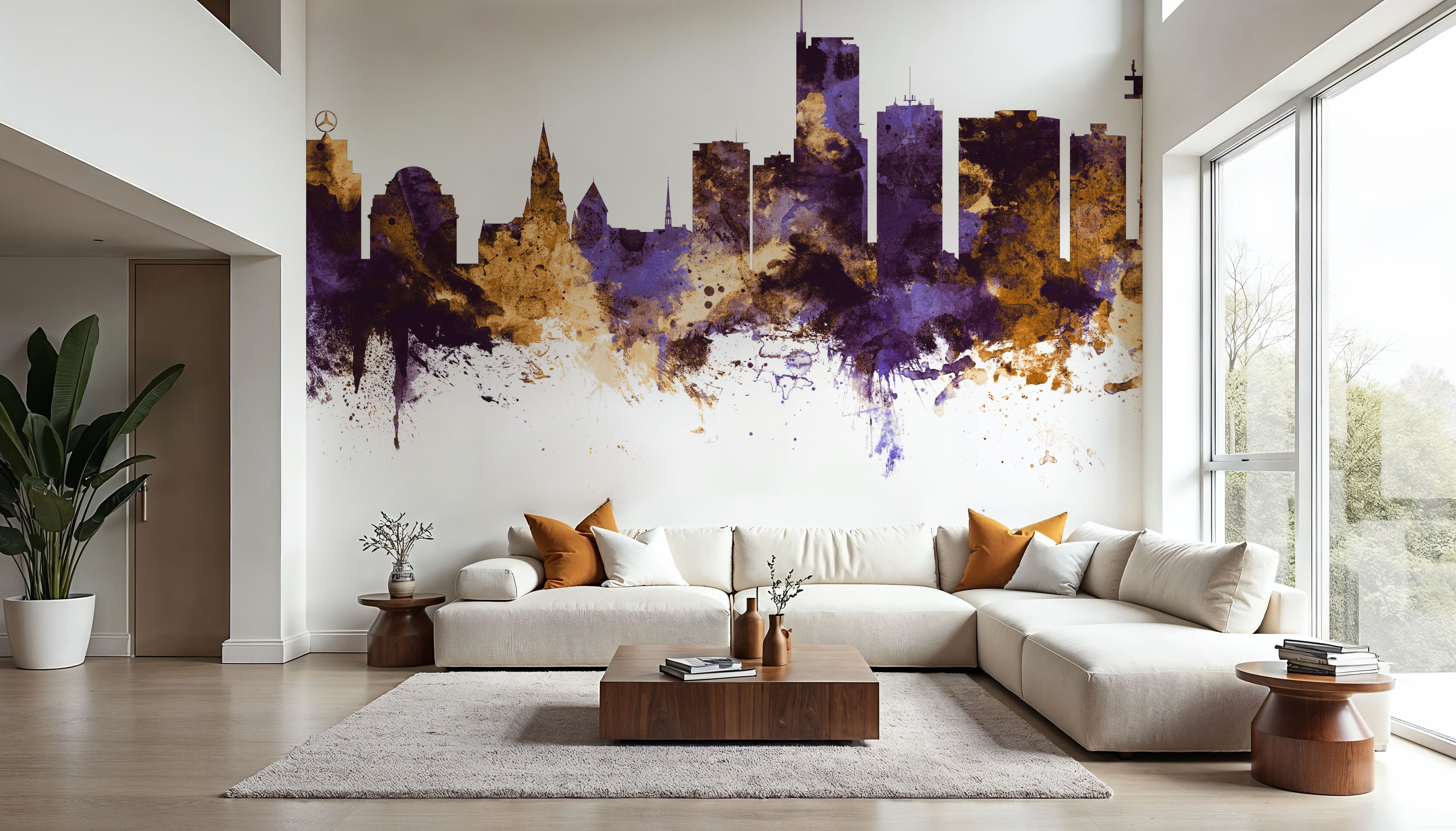 Essen Germany Skyline Purple & Gold