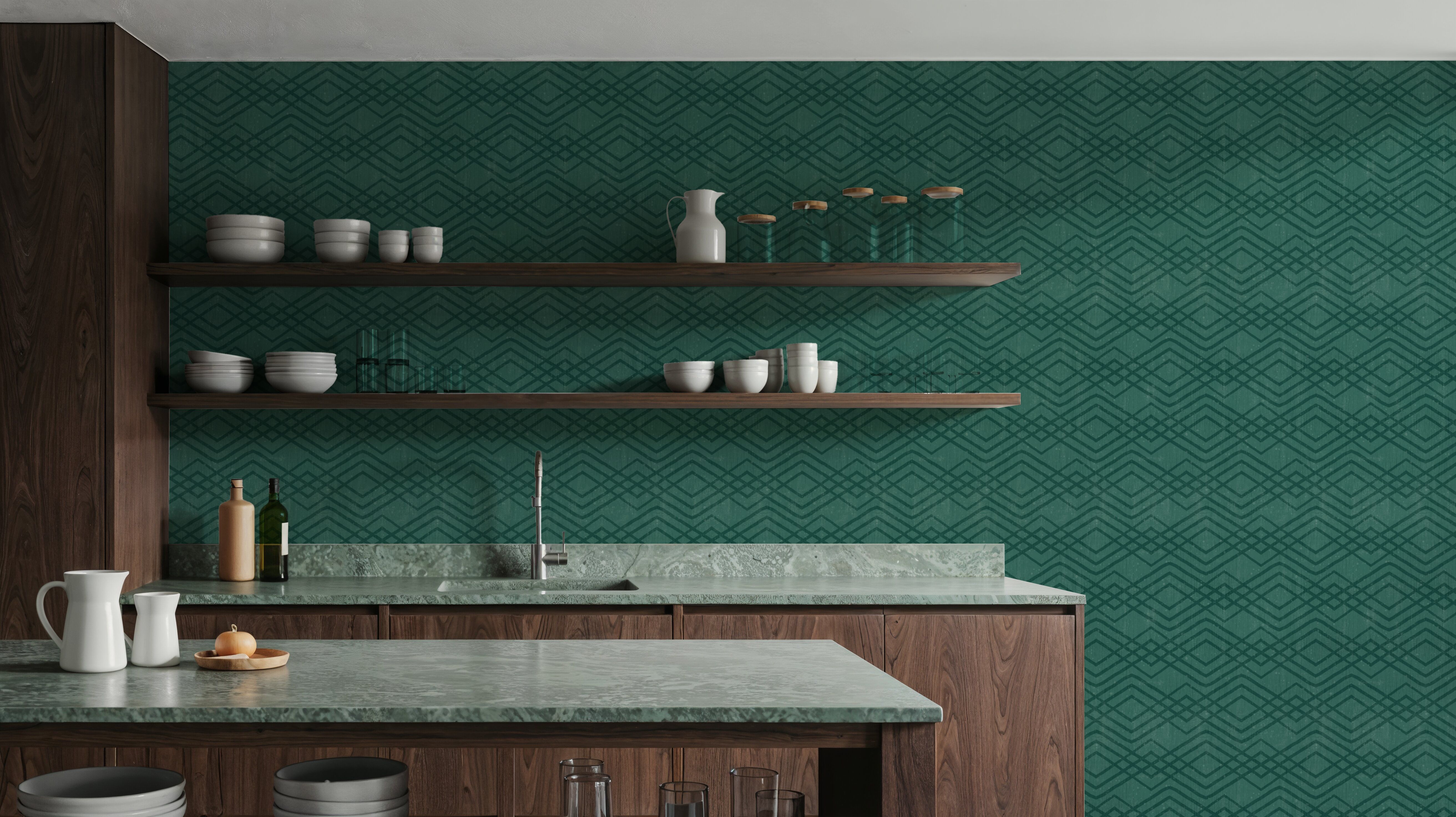 Woodland Waves Tropical Green