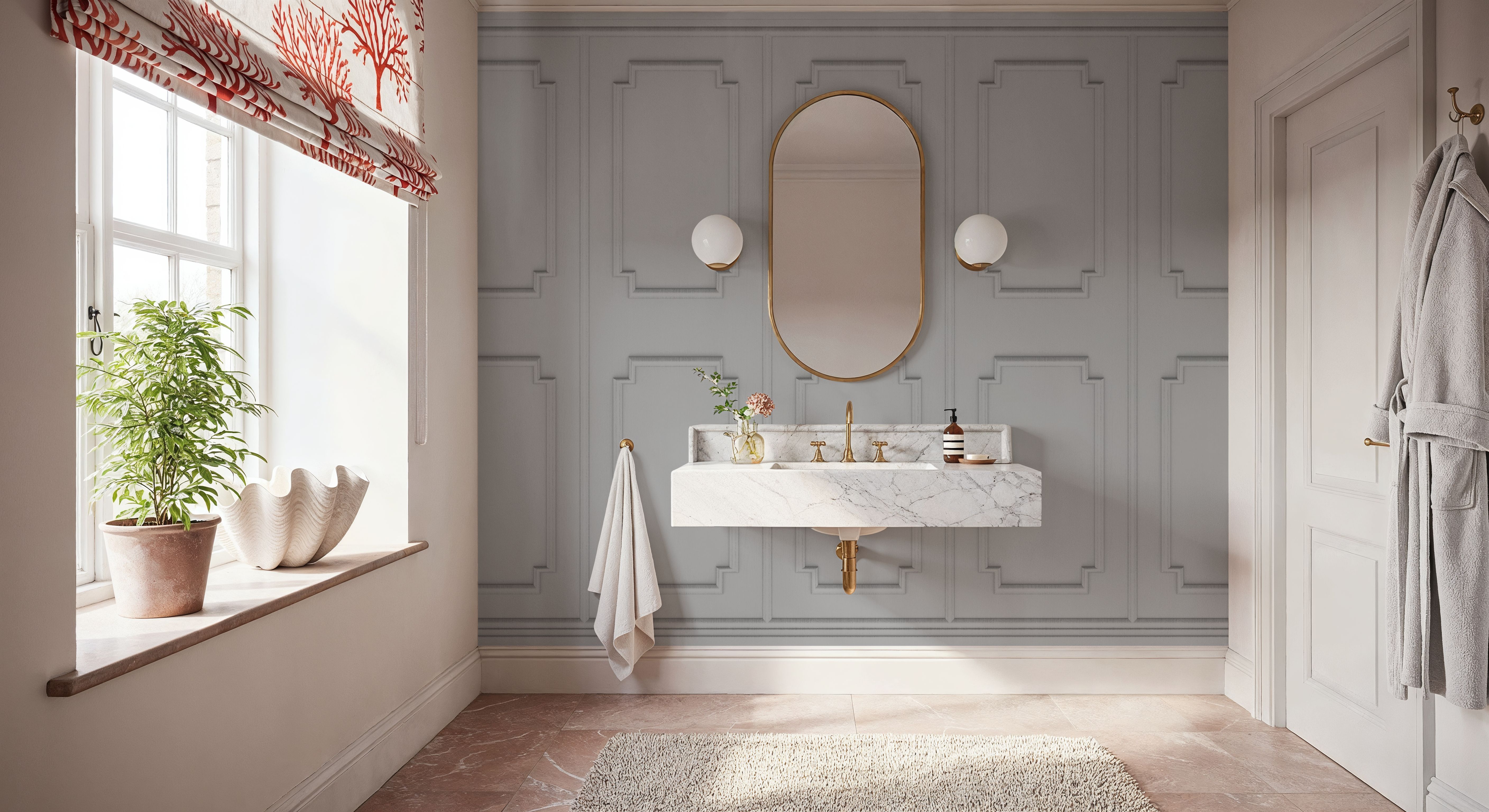Faux Wall Panel Moulding, Light Gray