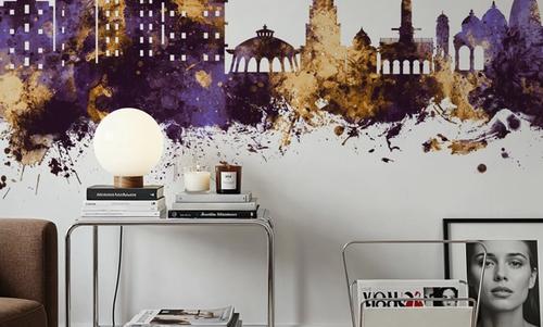 Nashik India Skyline Purple & Gold