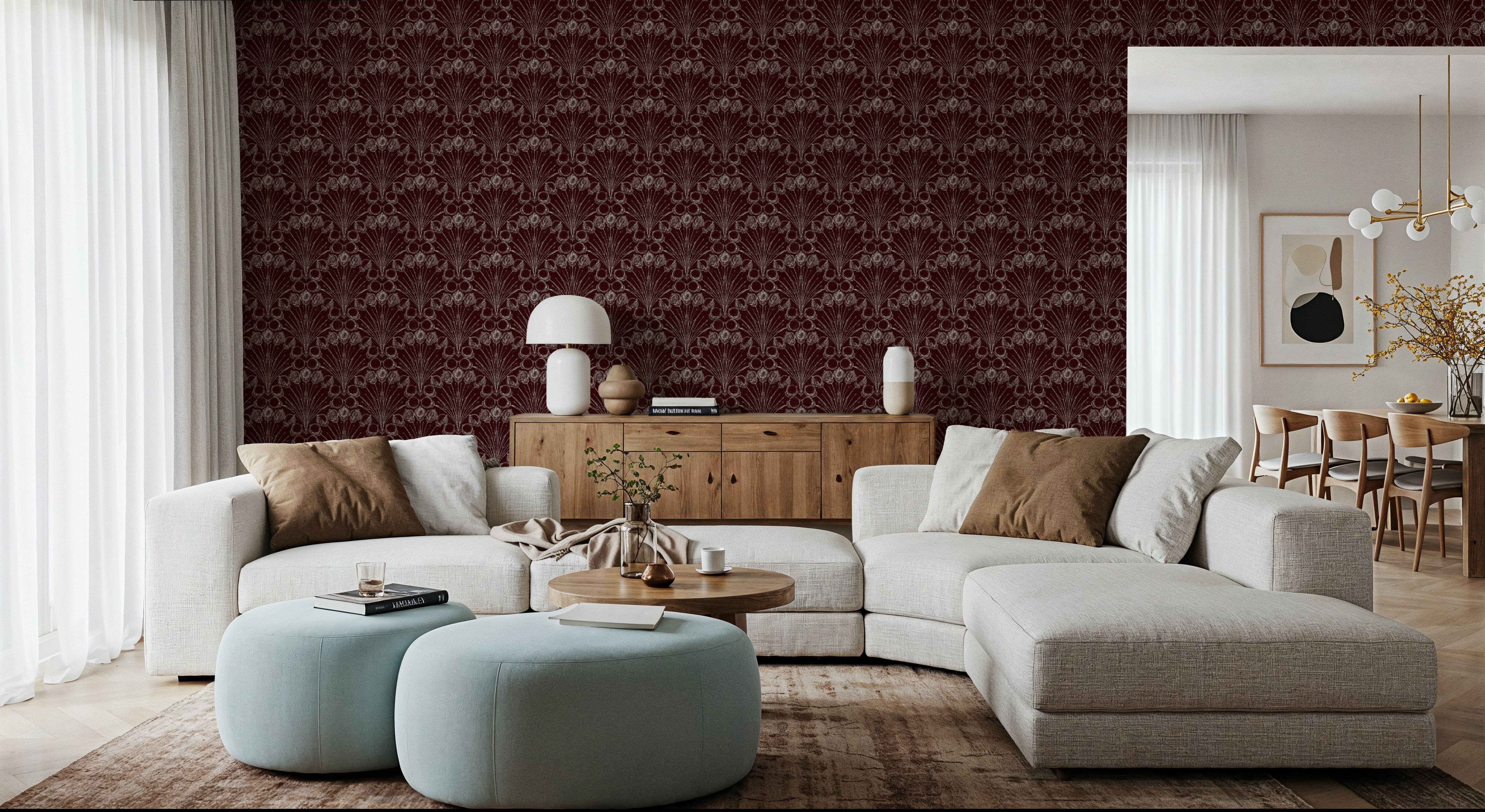 Art Deco Moon Phase, Maroon