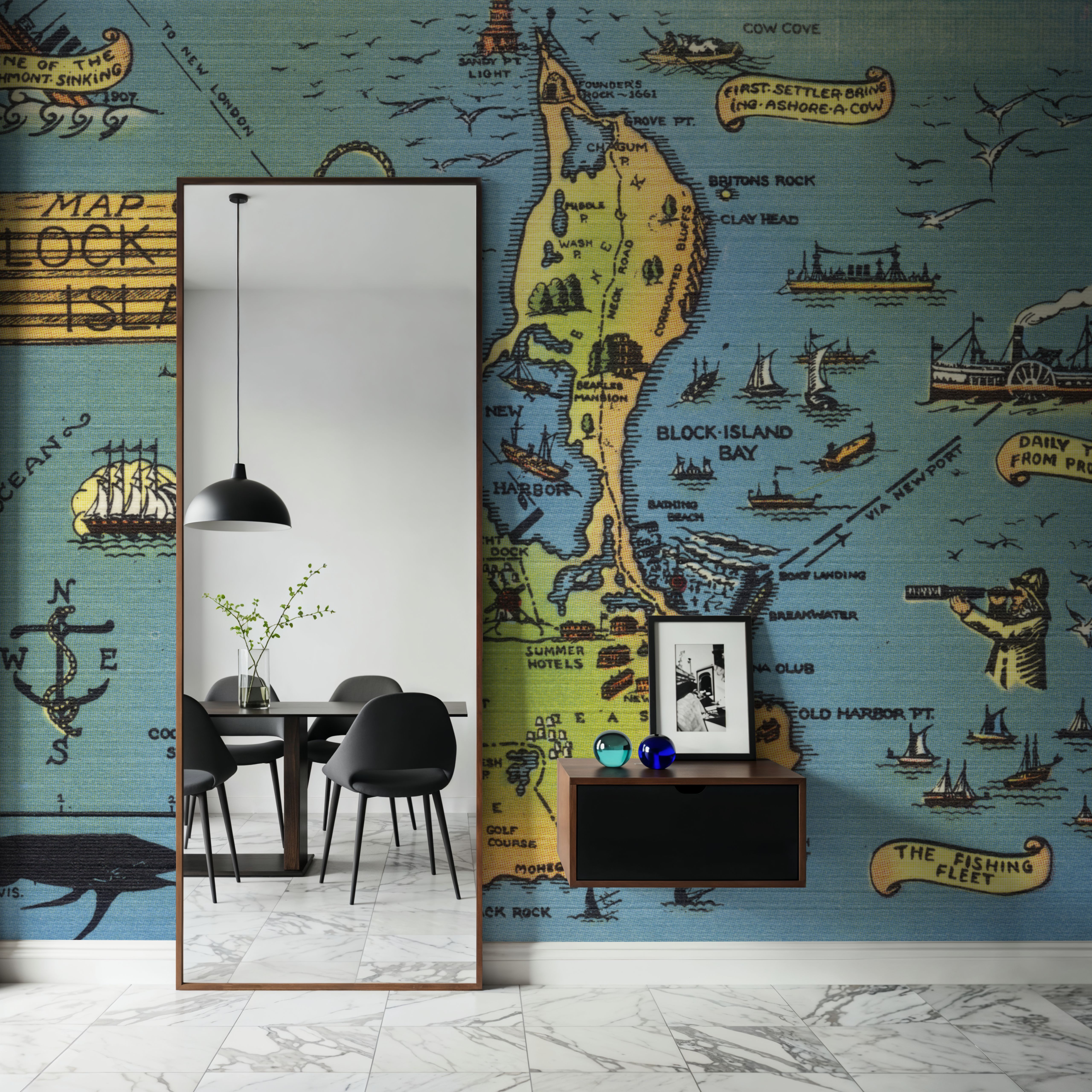 Greetings from Keys Map - Screenprint Postcard