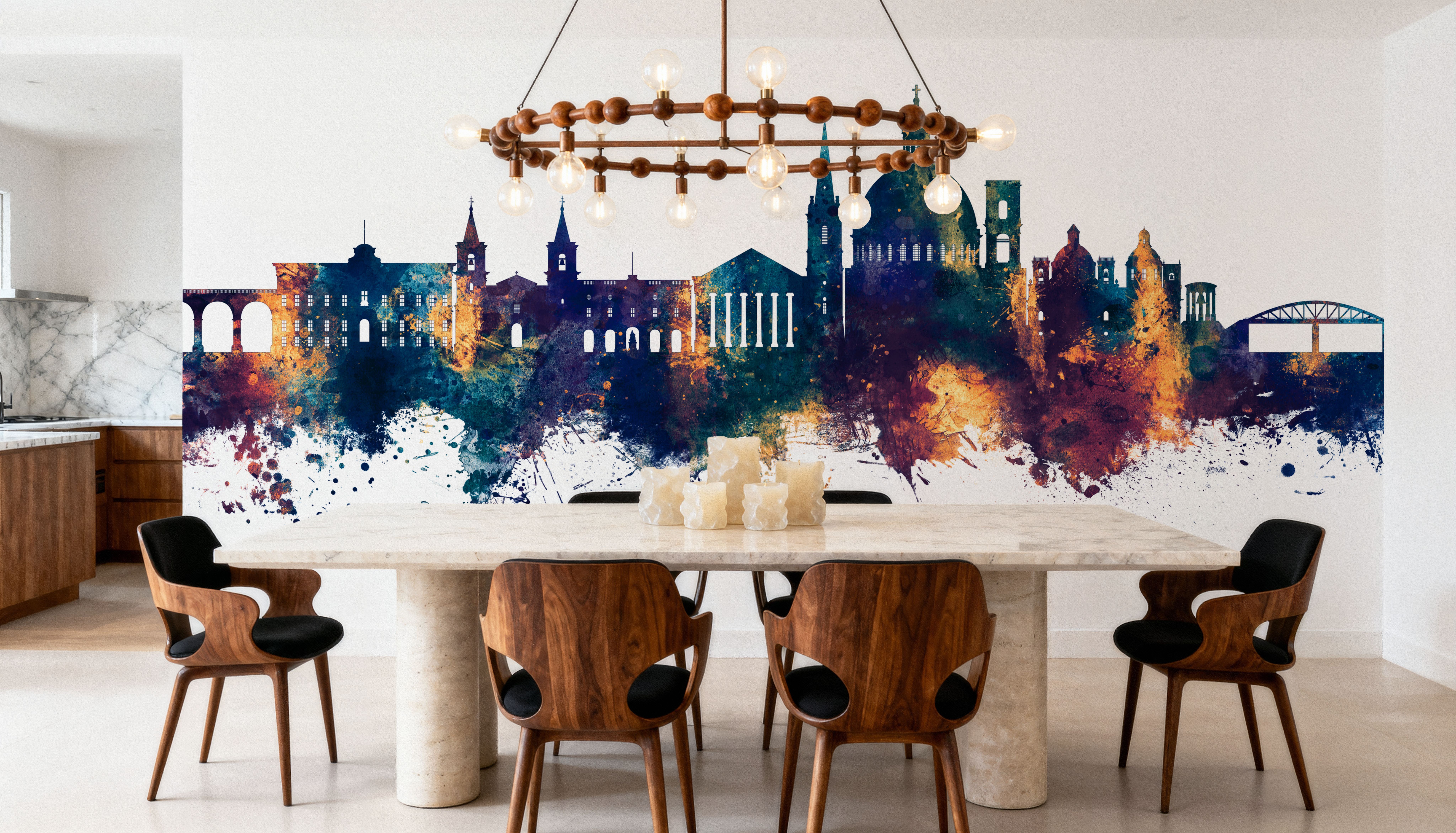 Valletta Malta Skyline Blue & Bronze, Tapeten