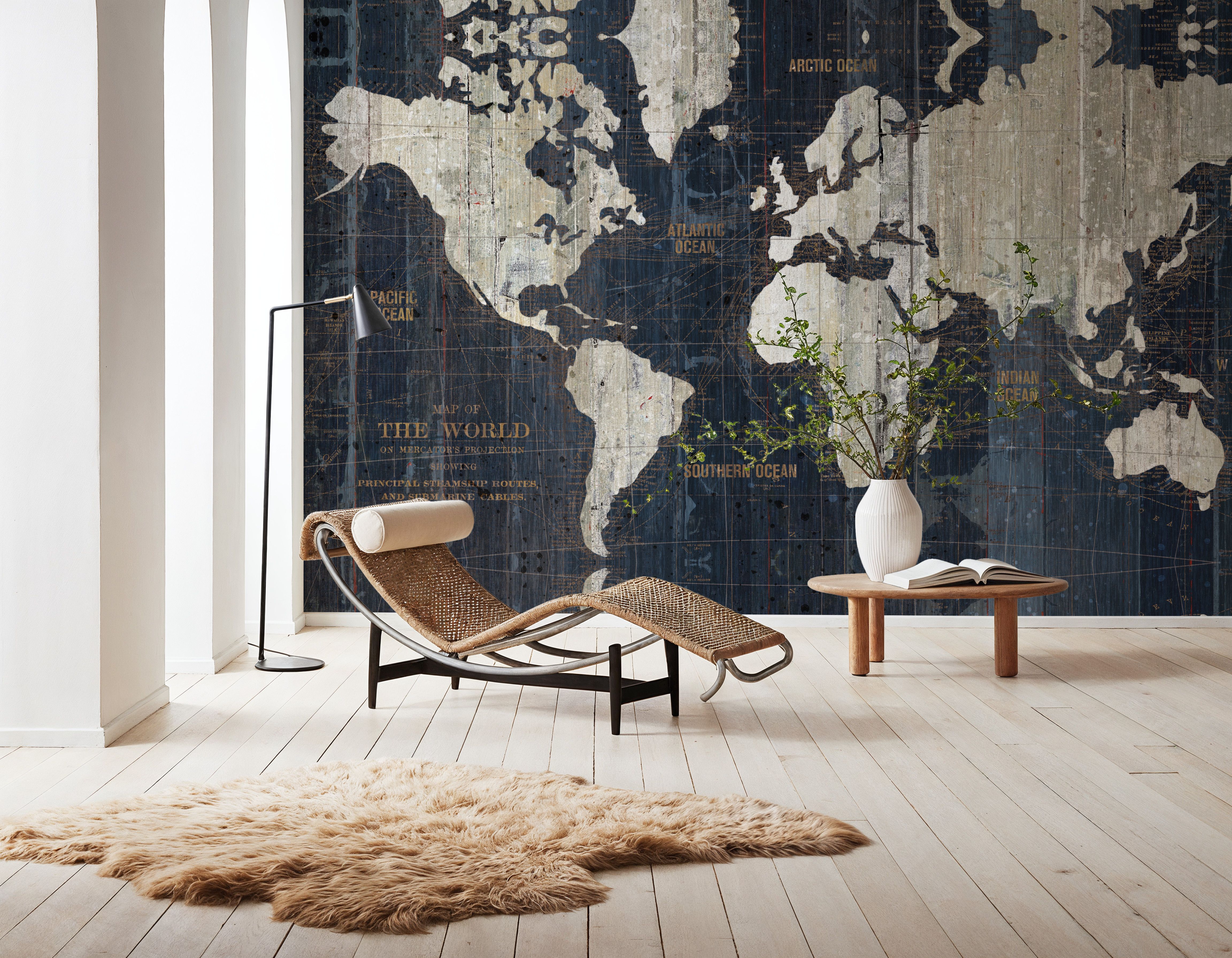 Old World Map Blue