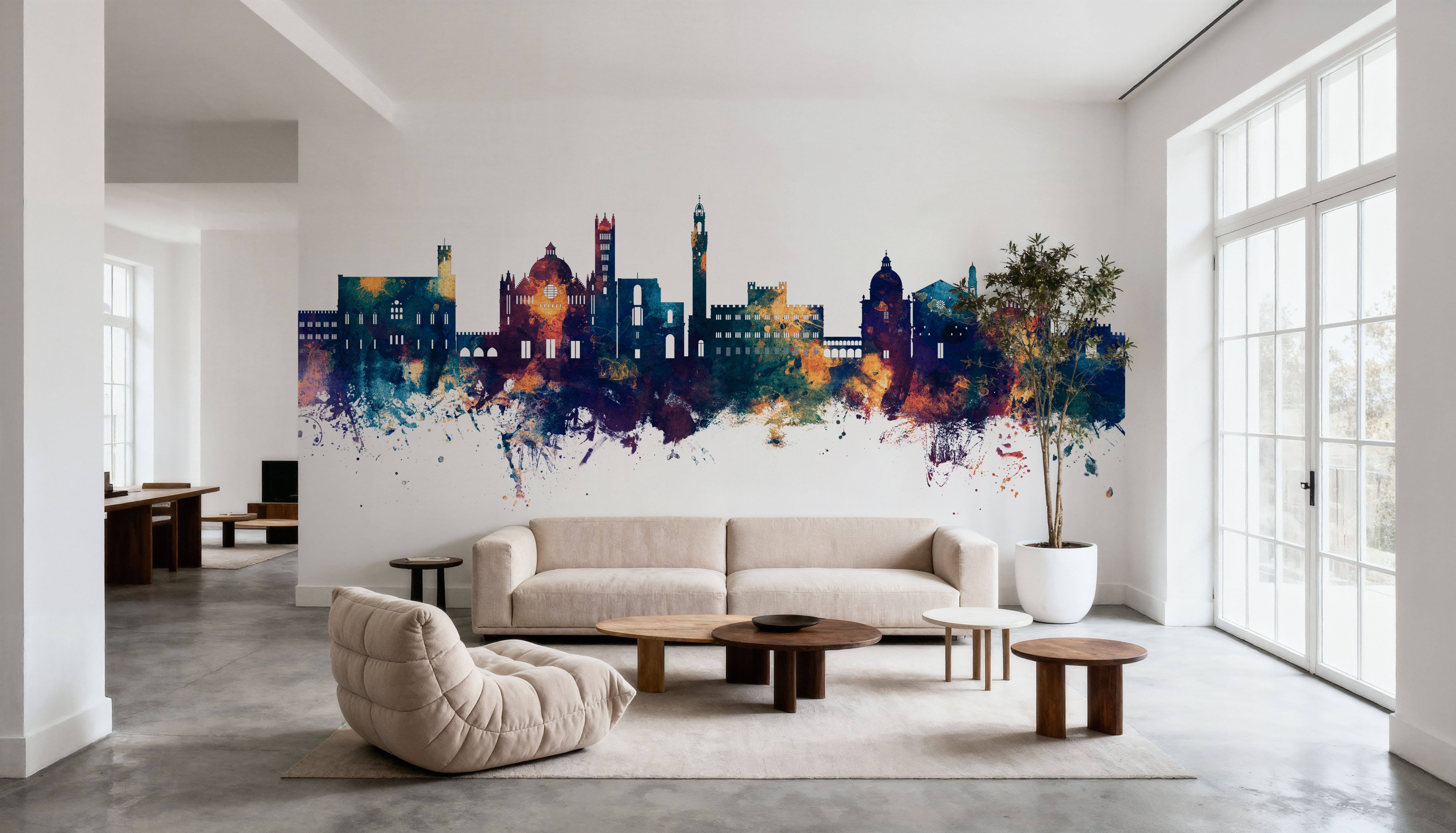 Siena Italy Skyline Blue & Bronze