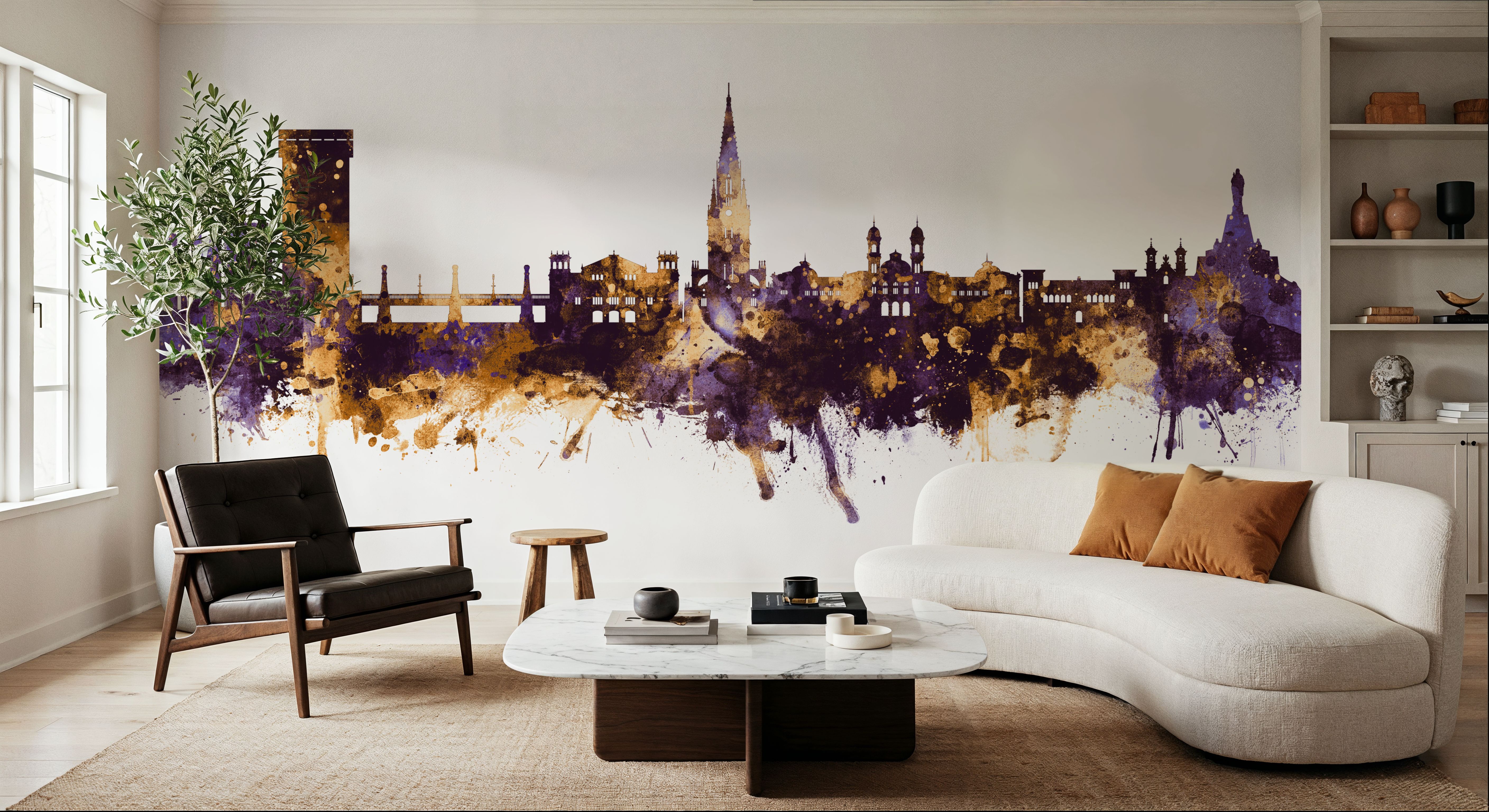 San Sebastian Spain Skyline Purple & Gold