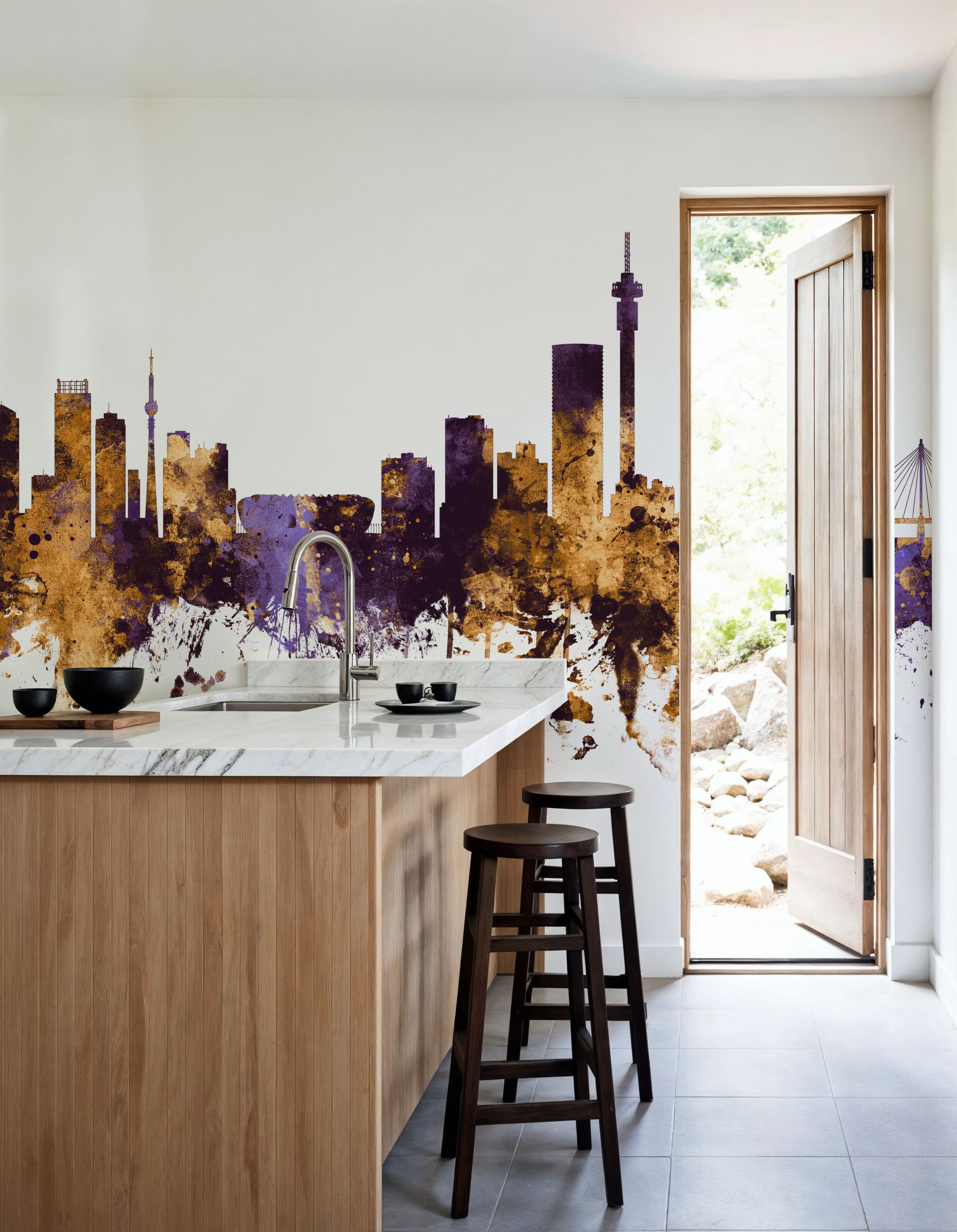 Johannesburg South Africa Skyline Purple & Gold