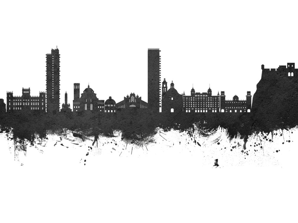 Alicante Spain Skyline Black & White 