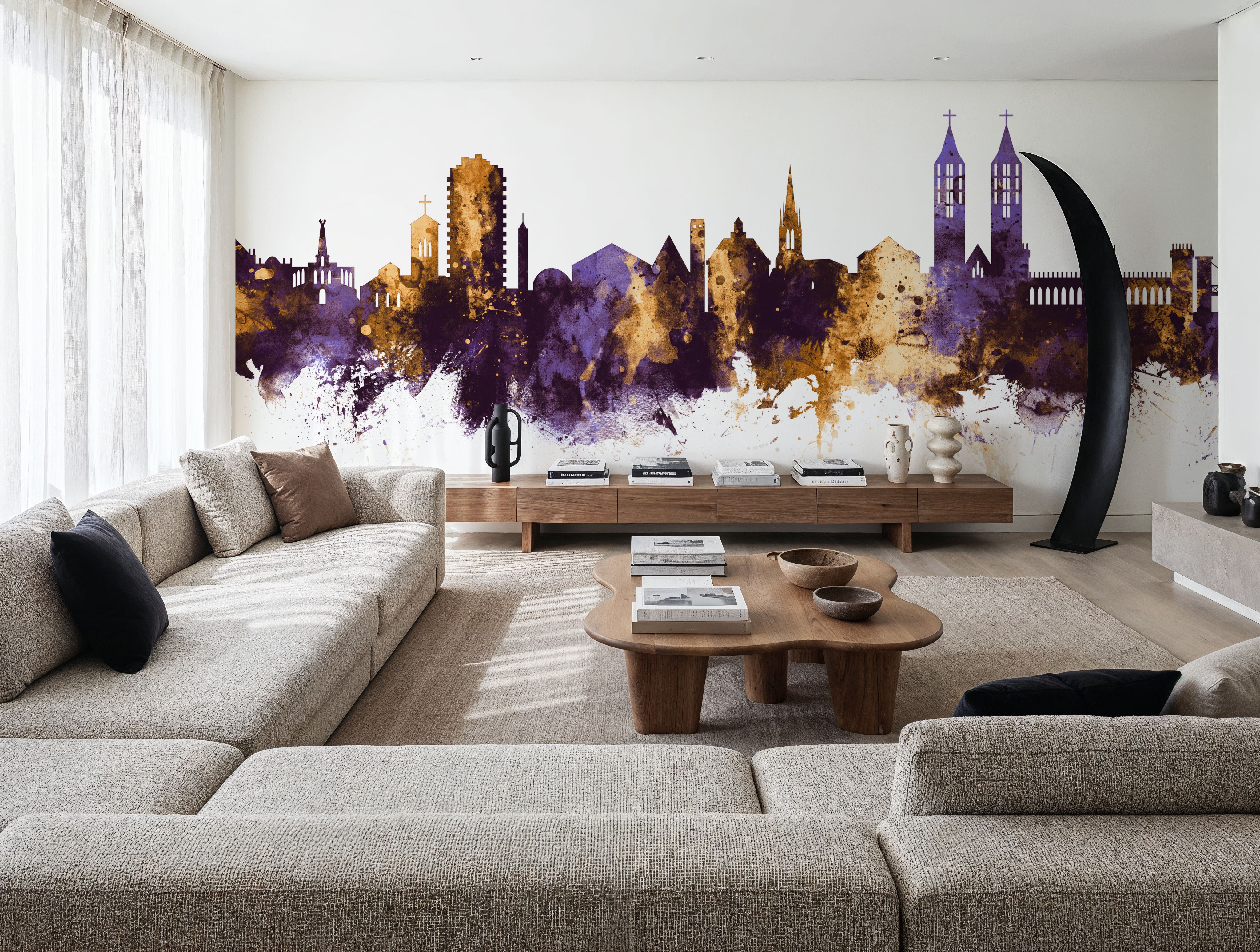 Kassel Germany Skyline Purple & Gold