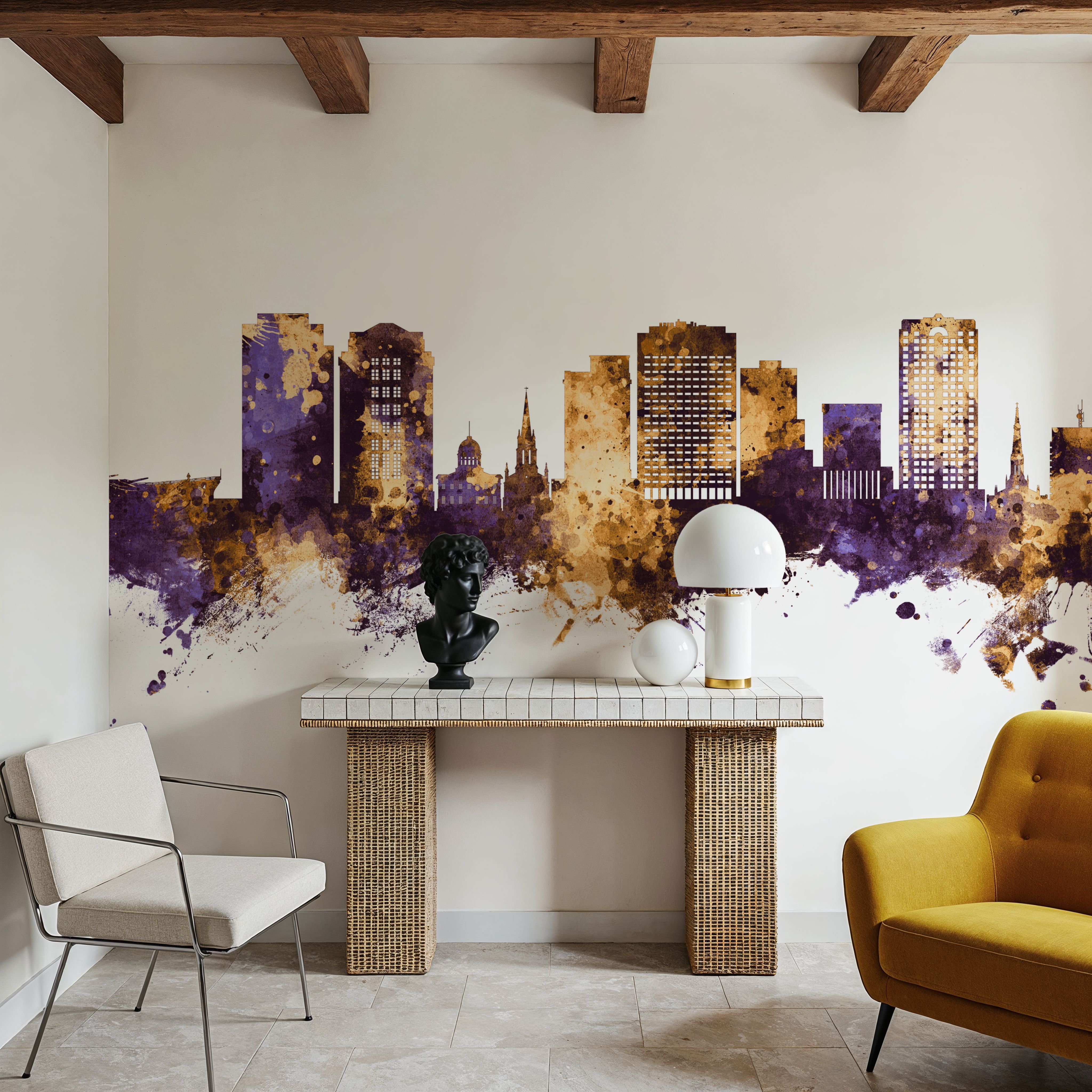 Norfolk Virginia Skyline Purple & Gold