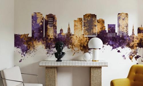 Norfolk Virginia Skyline Purple & Gold
