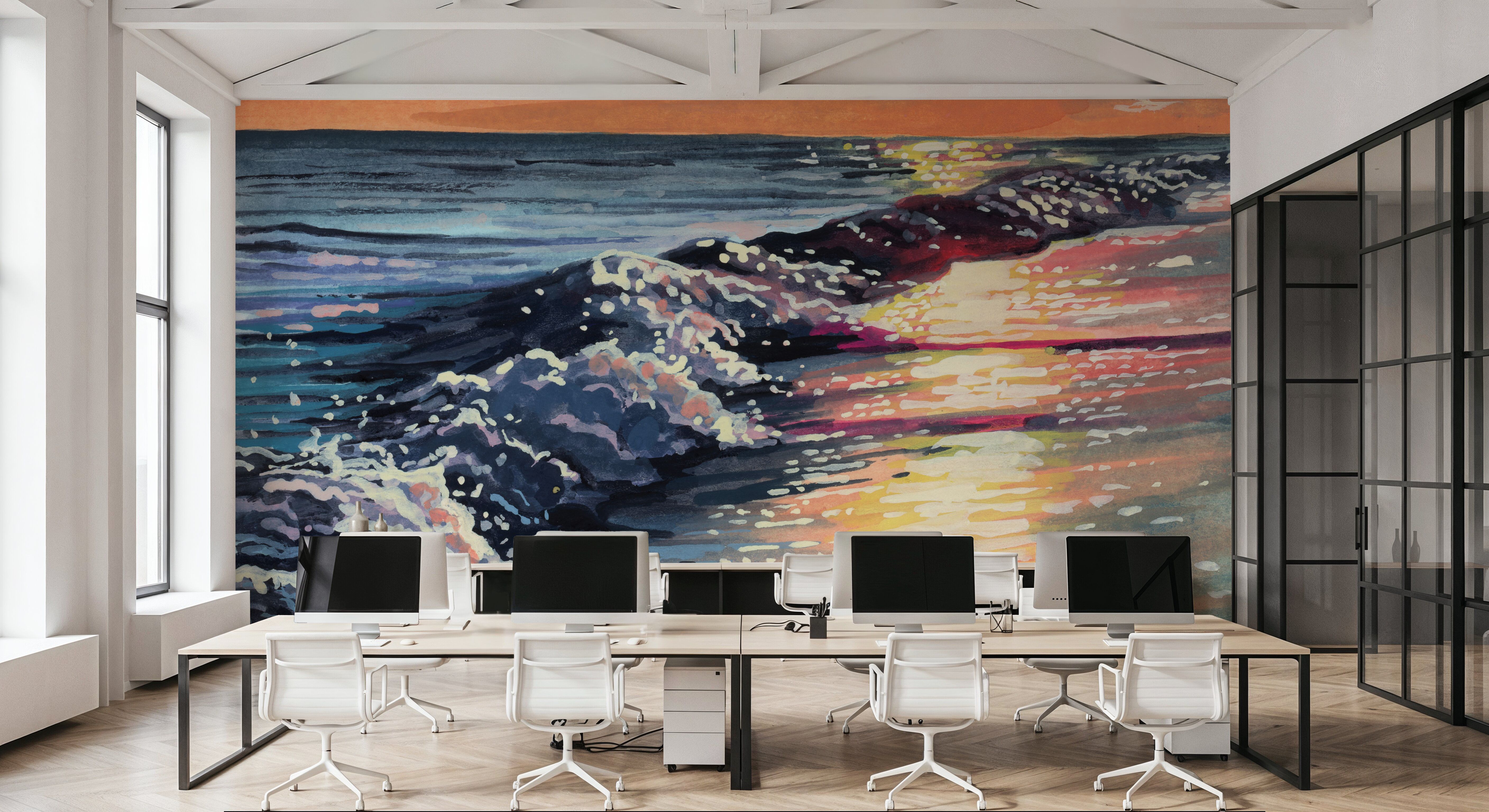 Colorful Sunset on The Waves