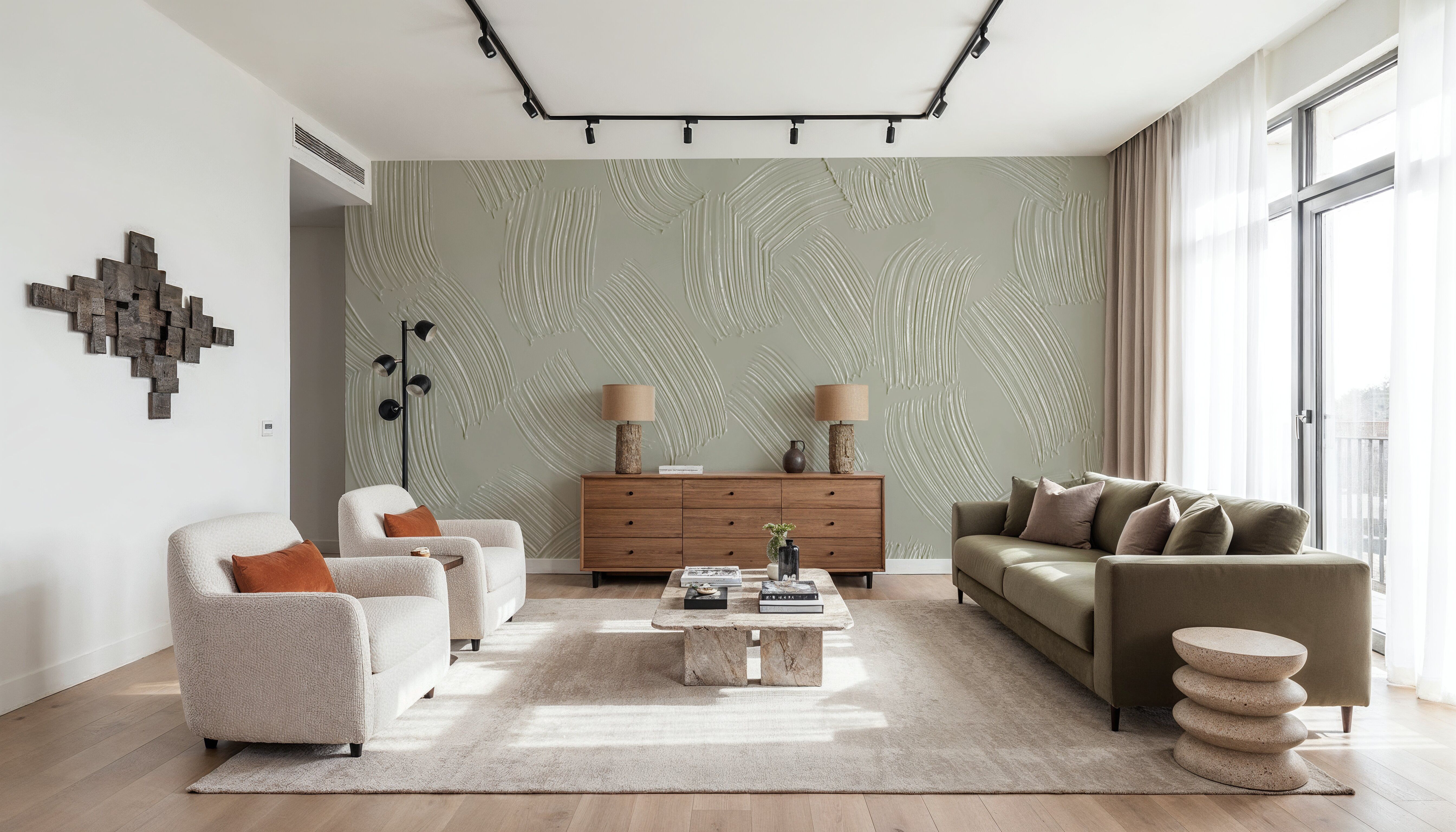 Stylized Brush Strokes, Beige