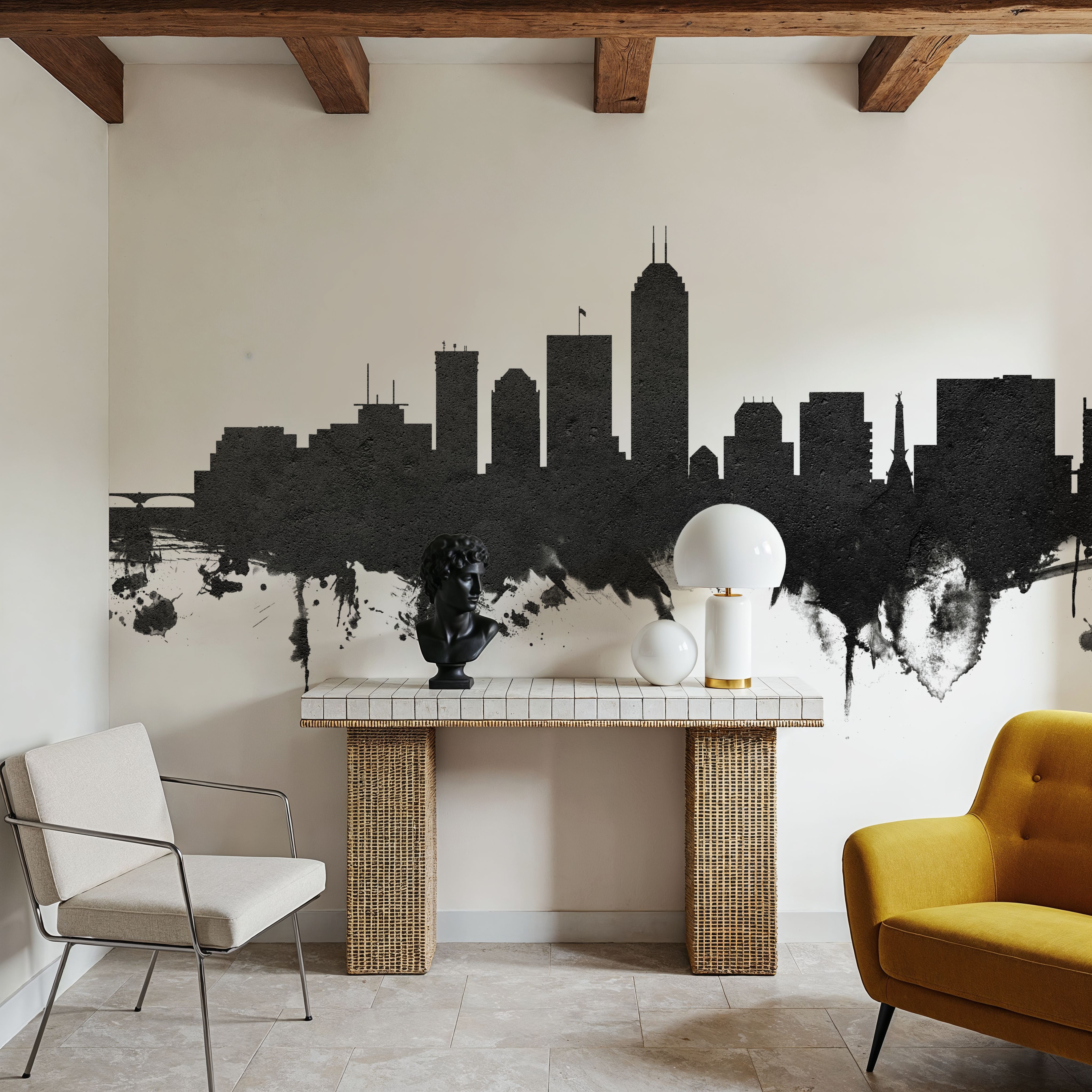 Indianapolis Indiana Skyline Black & White