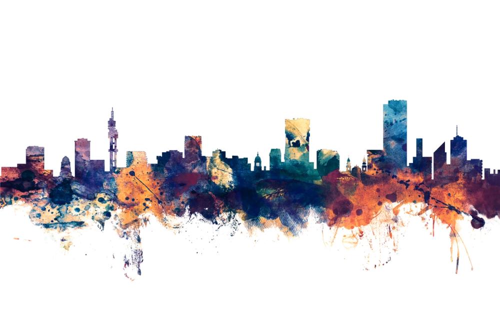 Pretoria South Africa Skyline Blue & Bronze