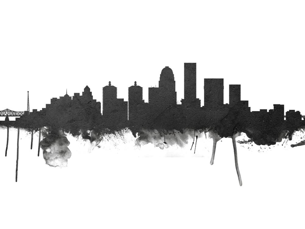 Louisville Kentucky Skyline Black & White