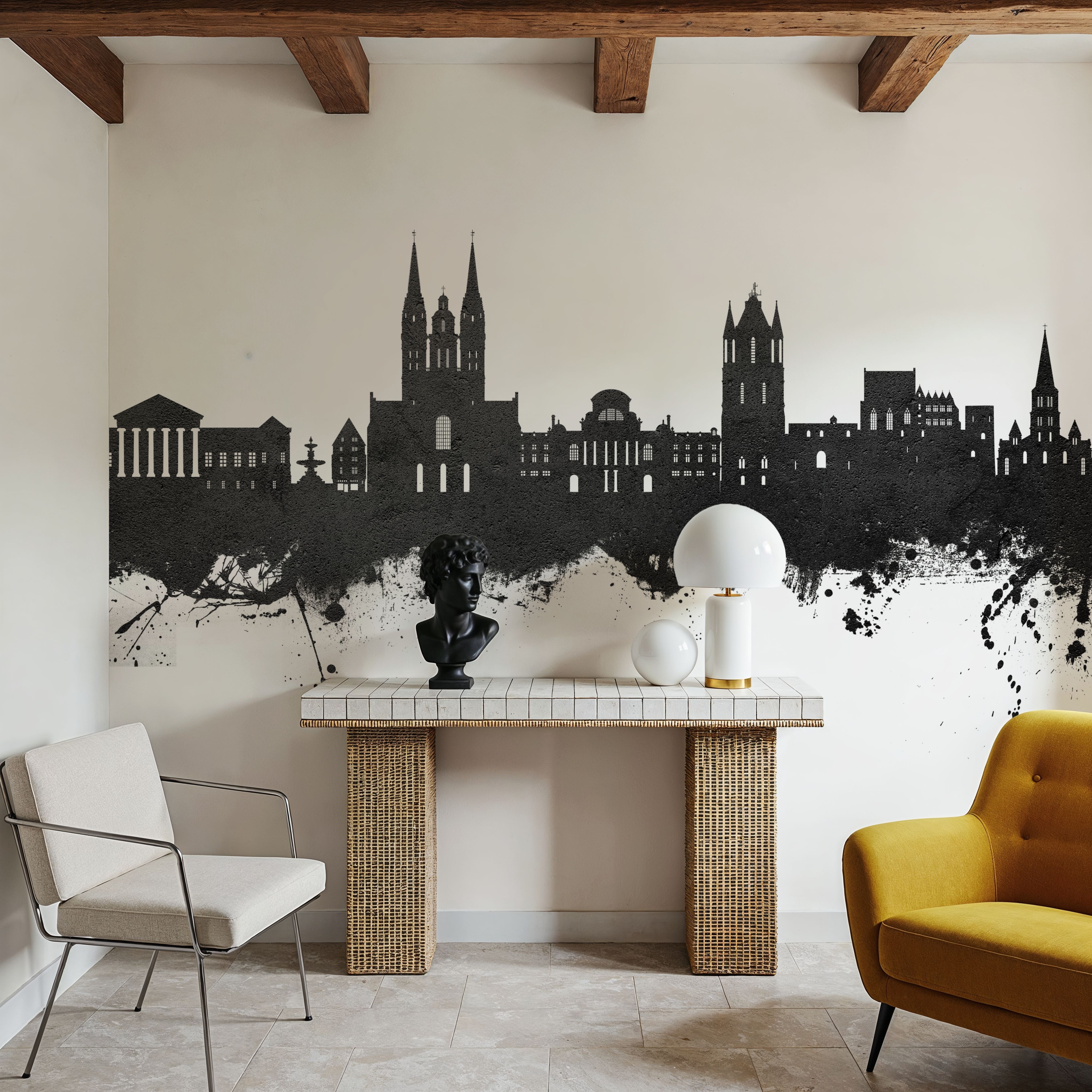 Angers France Skyline Black & White