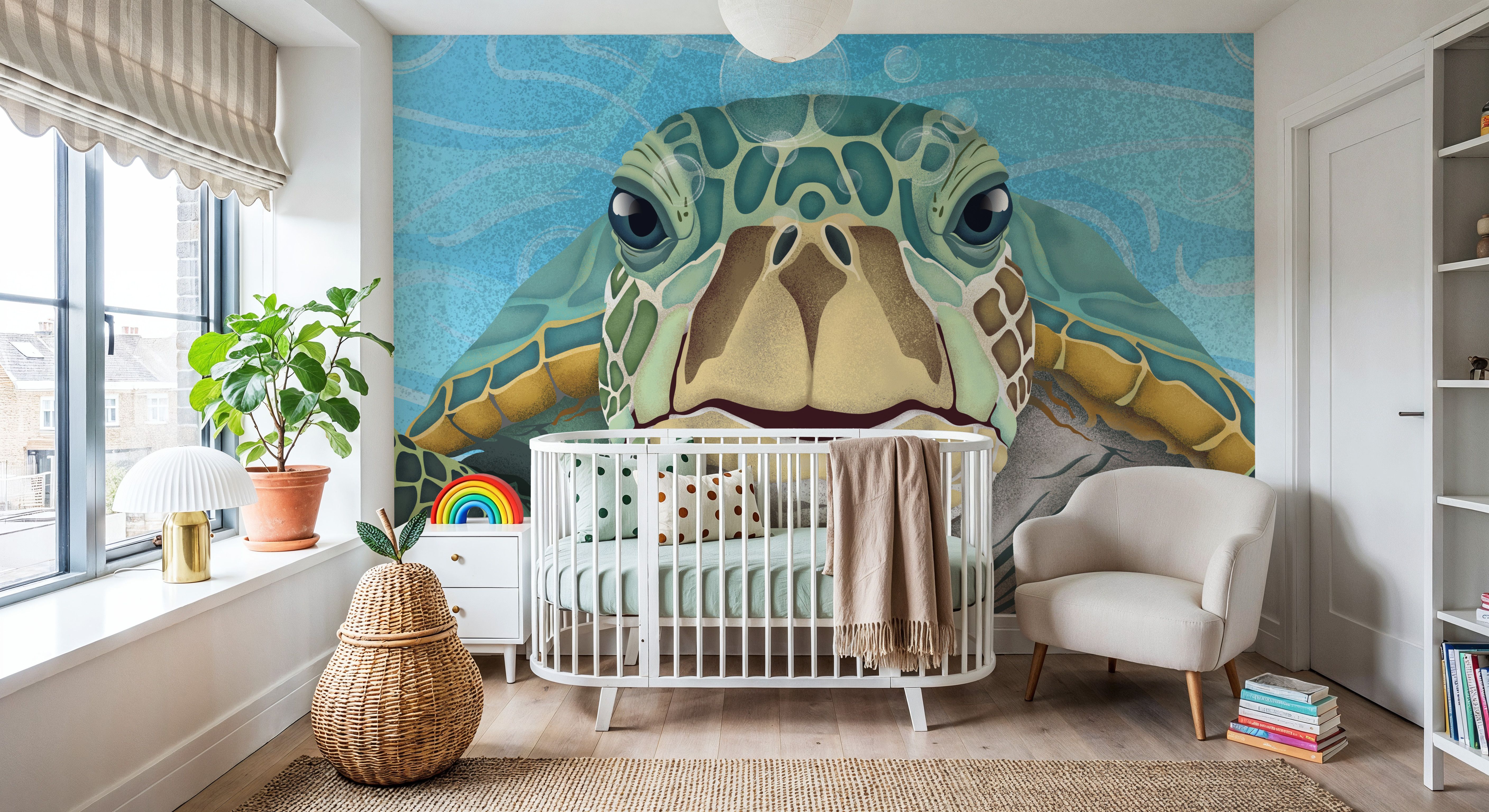 Hello Turtle, Light Blue, Wallpaper