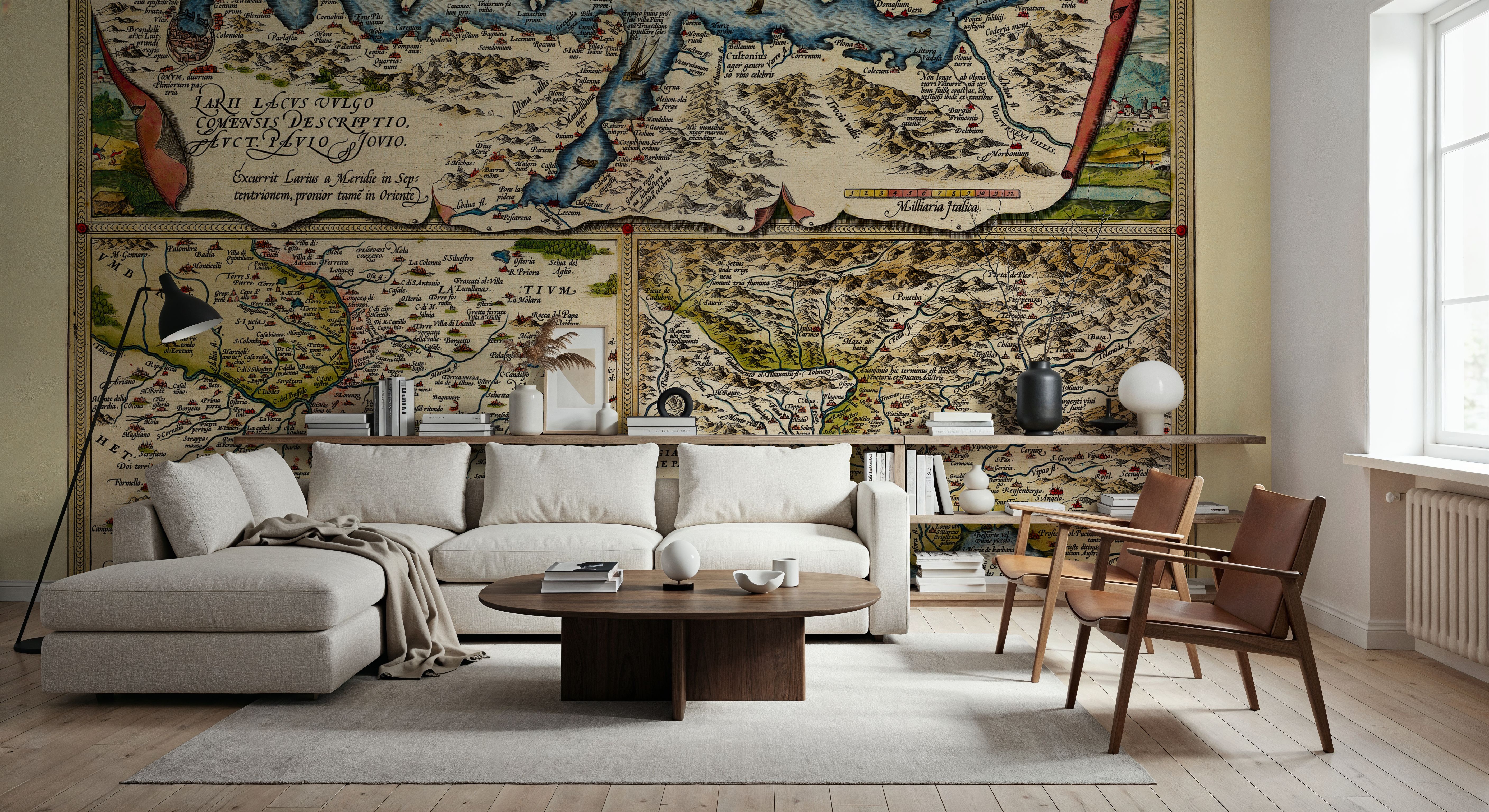 Old Map of Lake Como, Rome, Friuli, 1570