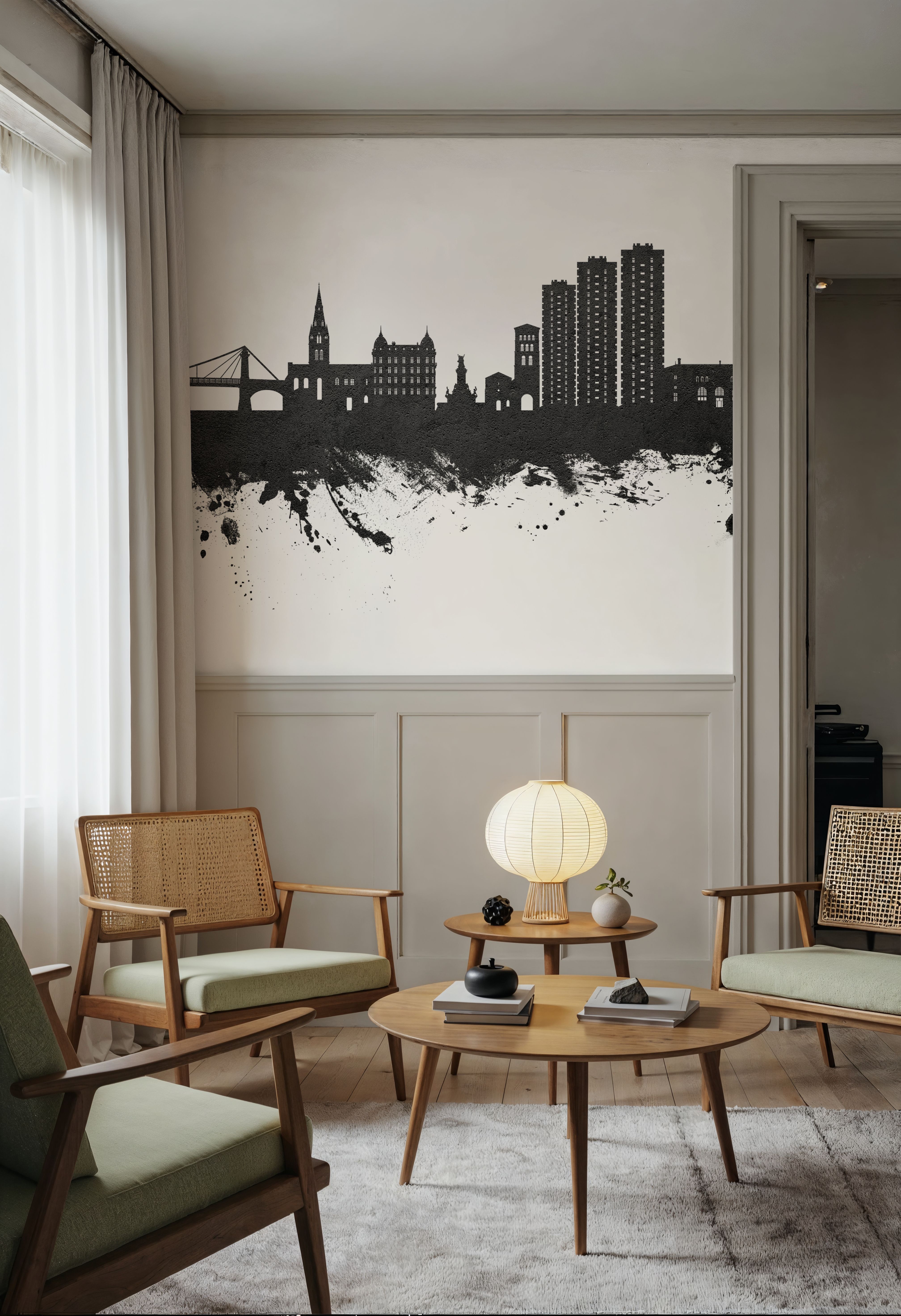 Grenoble Skyline Black & White