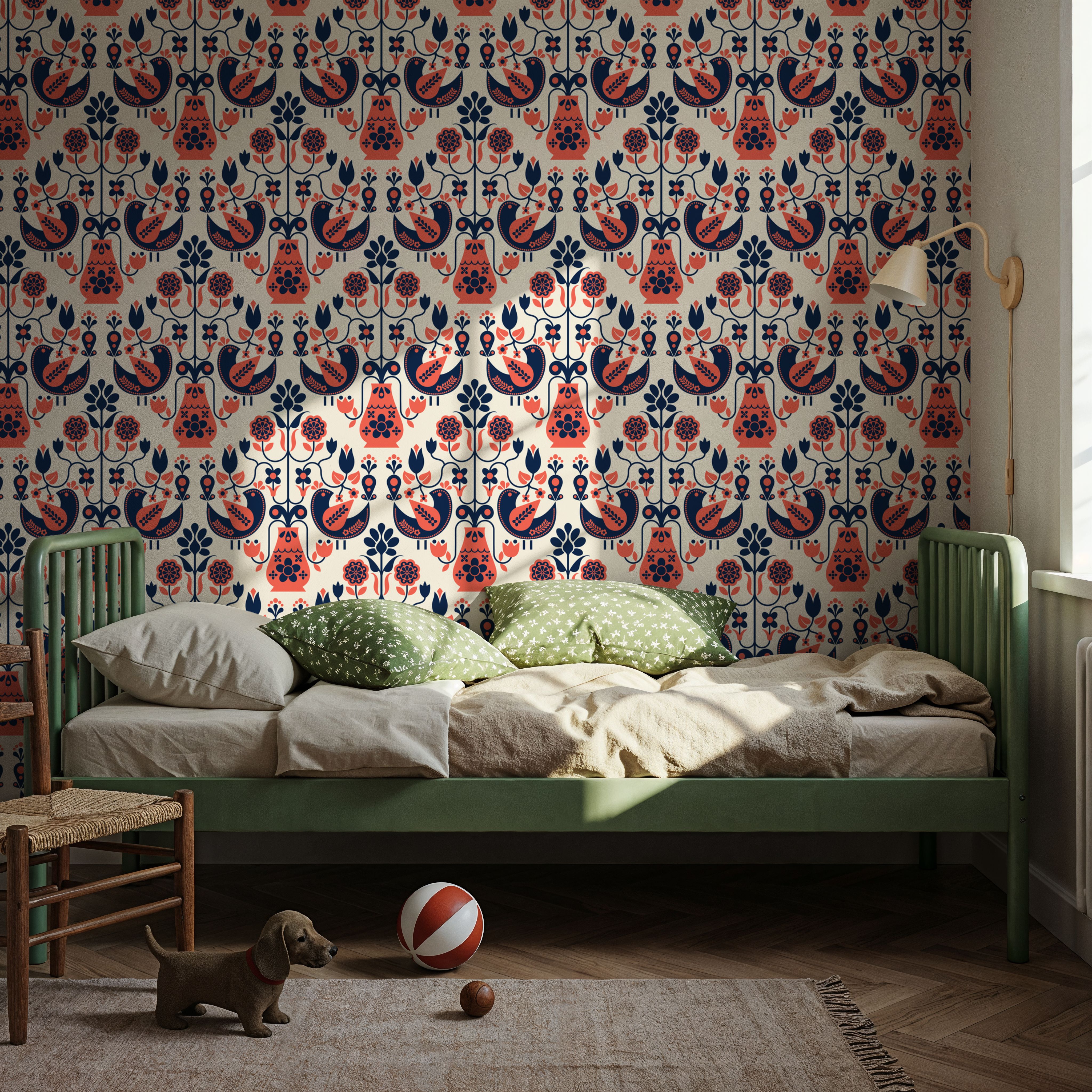 Dandi Scandi, Coral, Wallpaper
