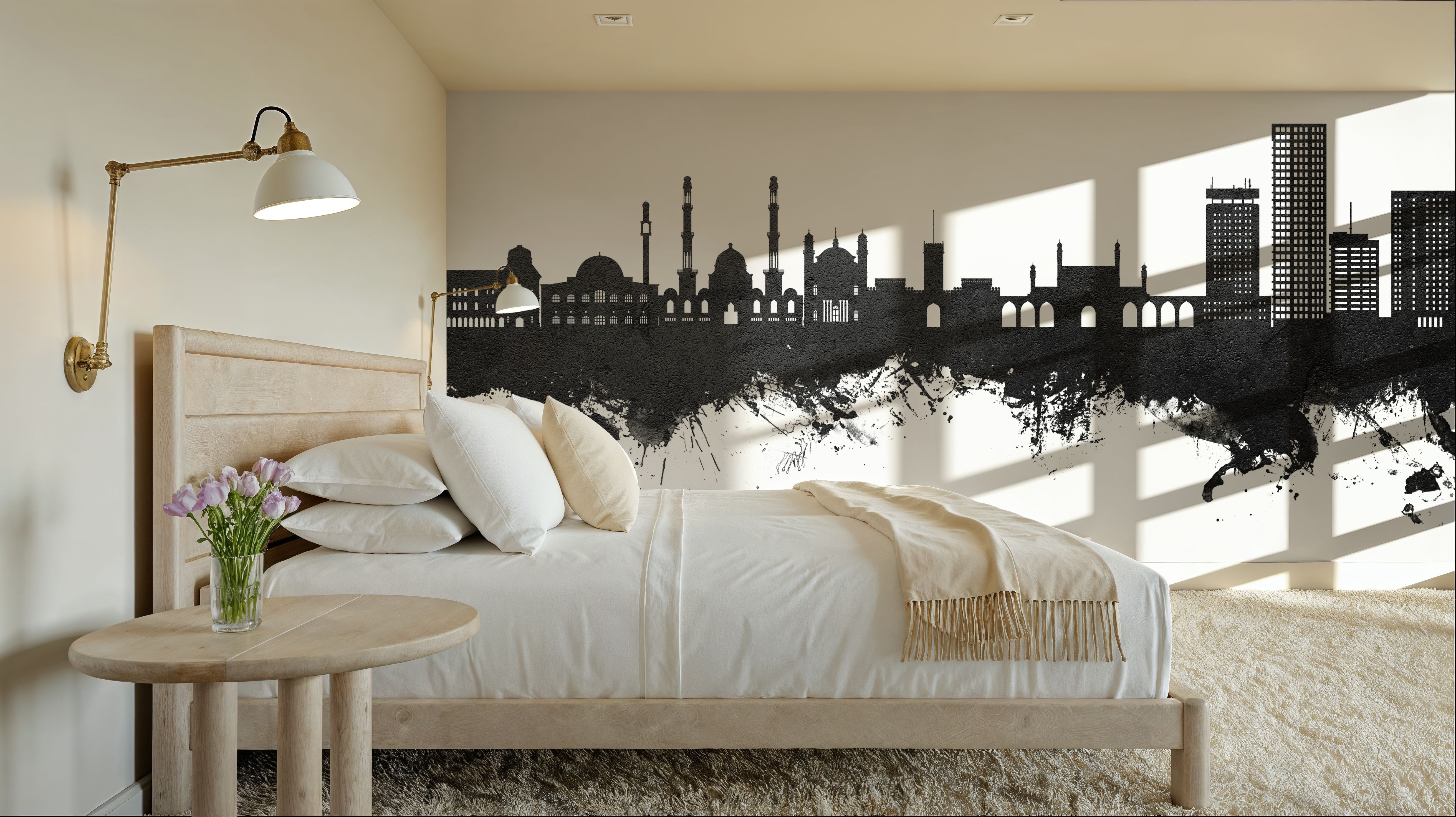 Kabul Afghanistan Skyline Black & White