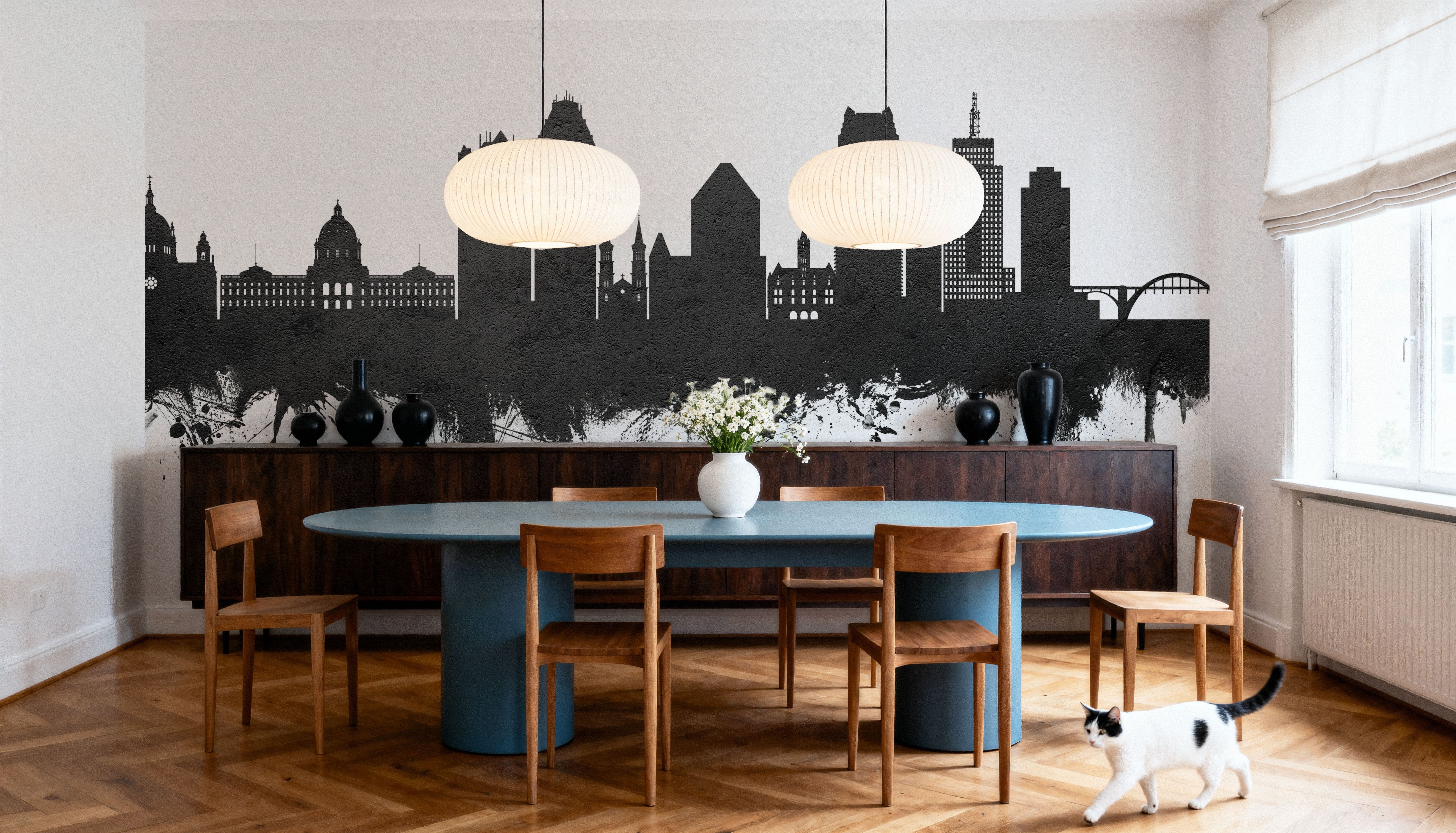 Saint Paul Minnesota Skyline Black & White, Wallpaper