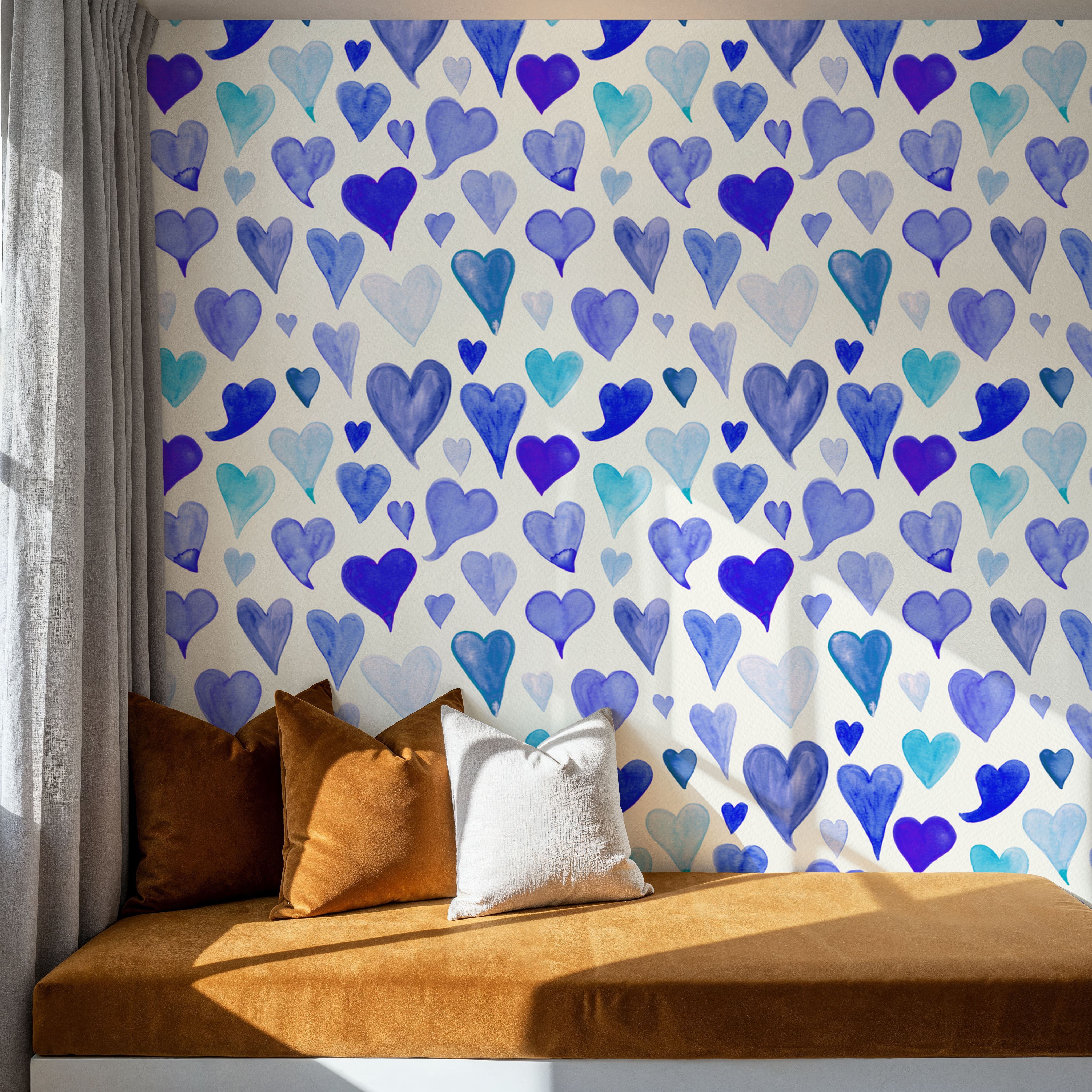 Blue Painted Hearts