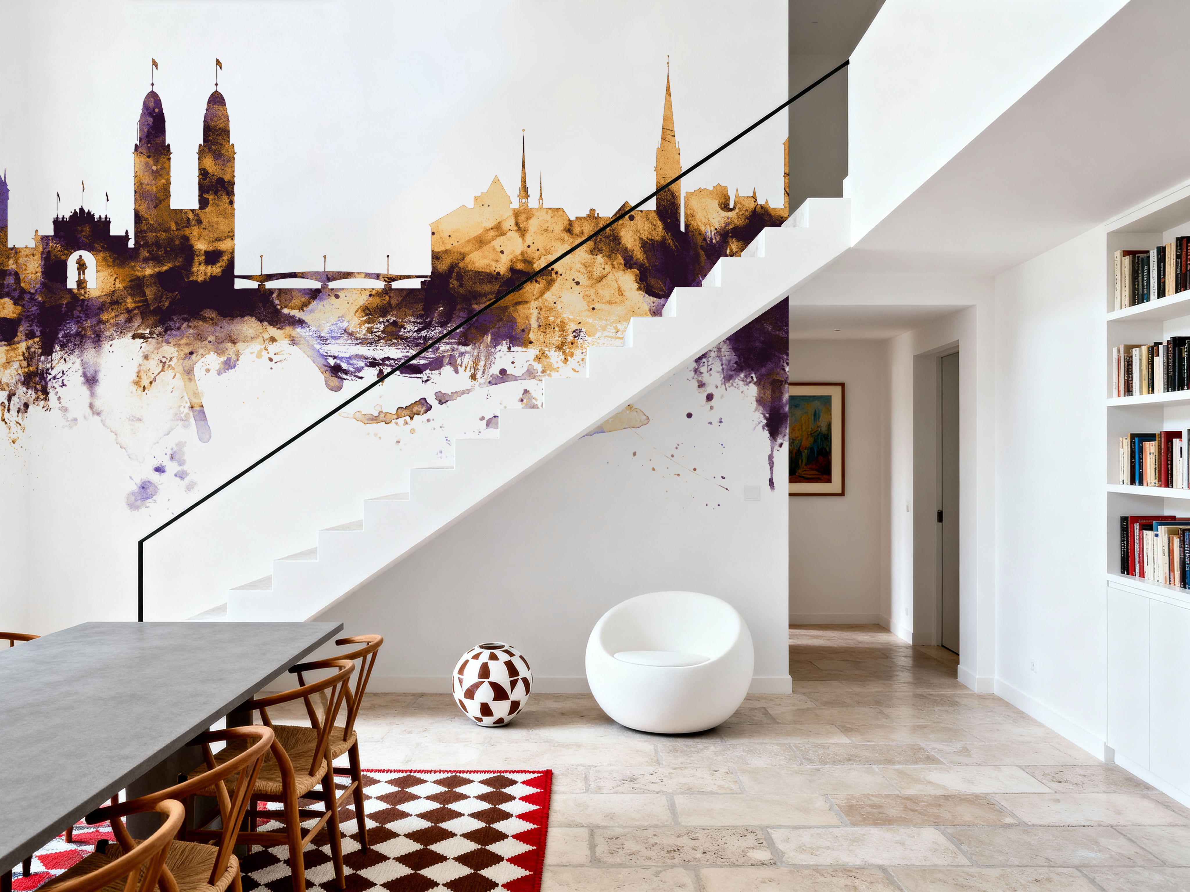 Zurich Switzerland Skyline Purple & Gold