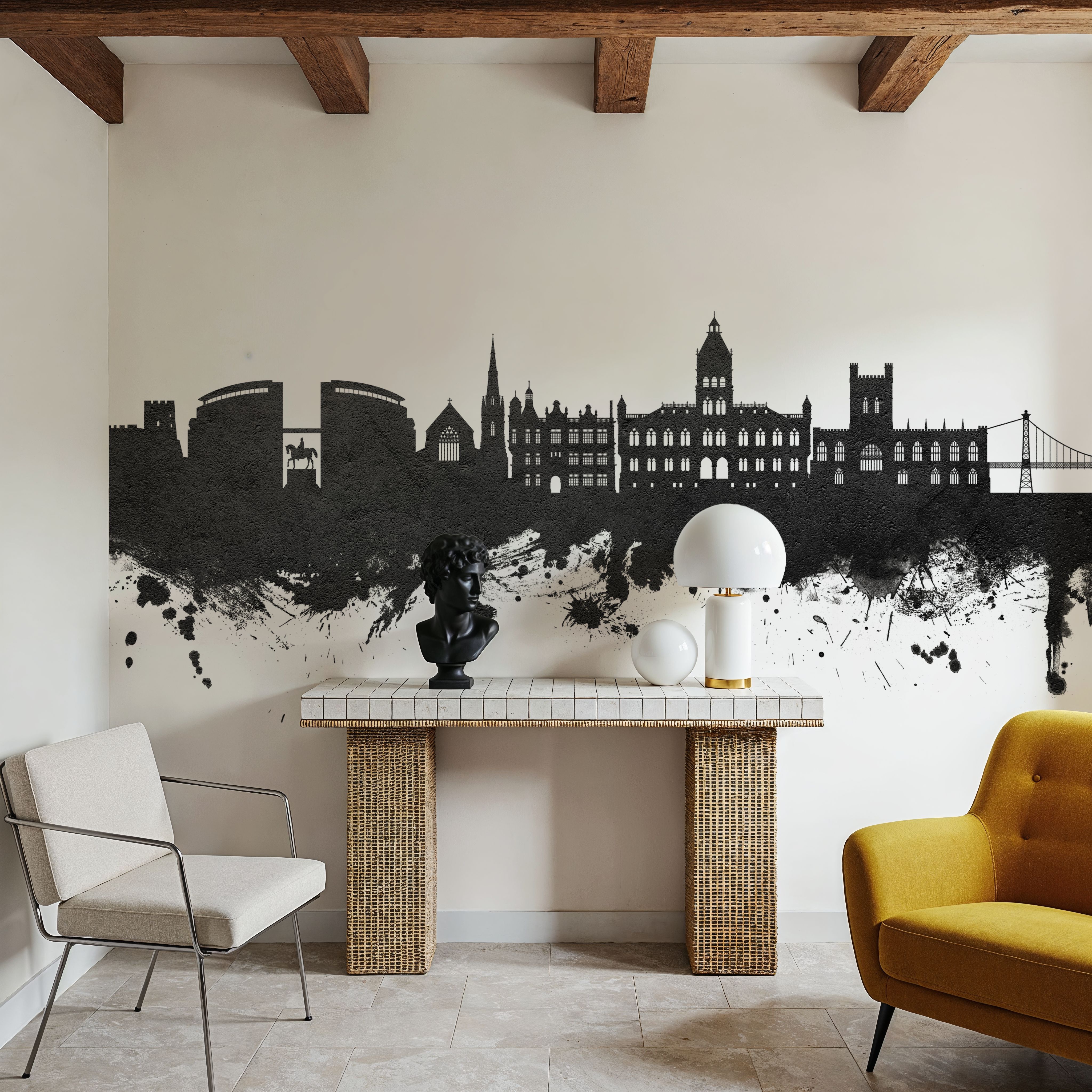 Chester England Skyline Black & White