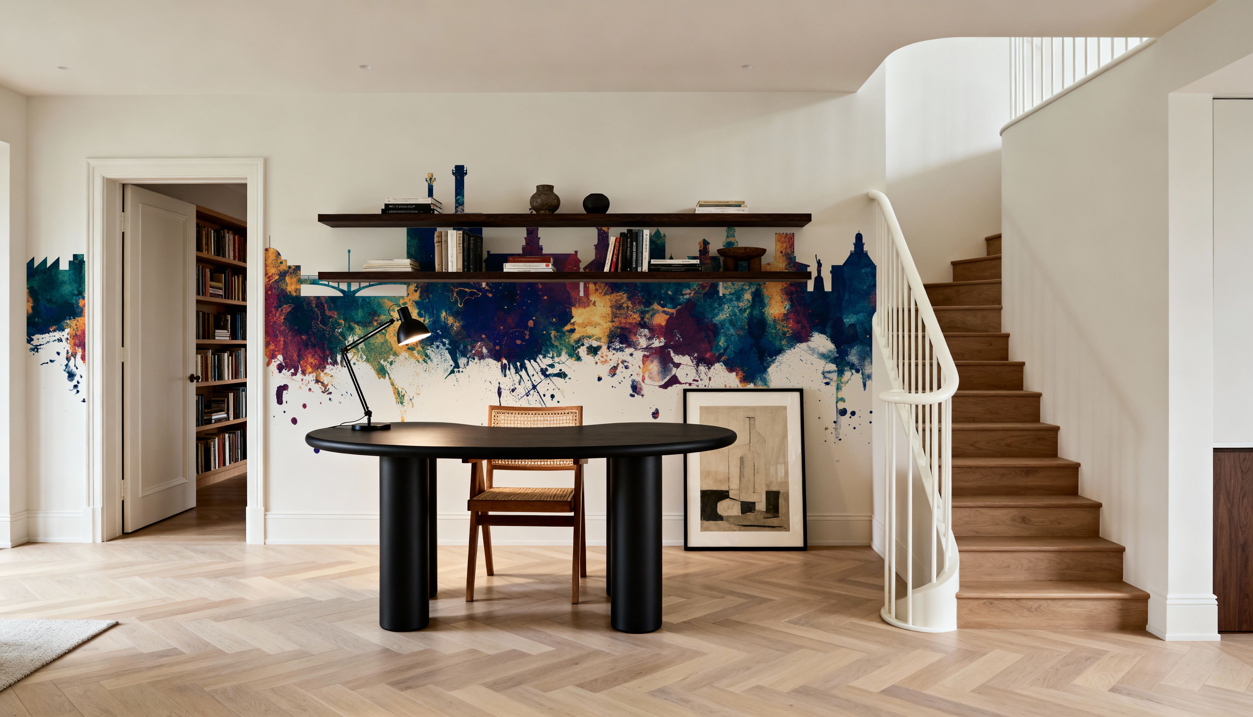 Iowa City Skyline Blu & Bronze