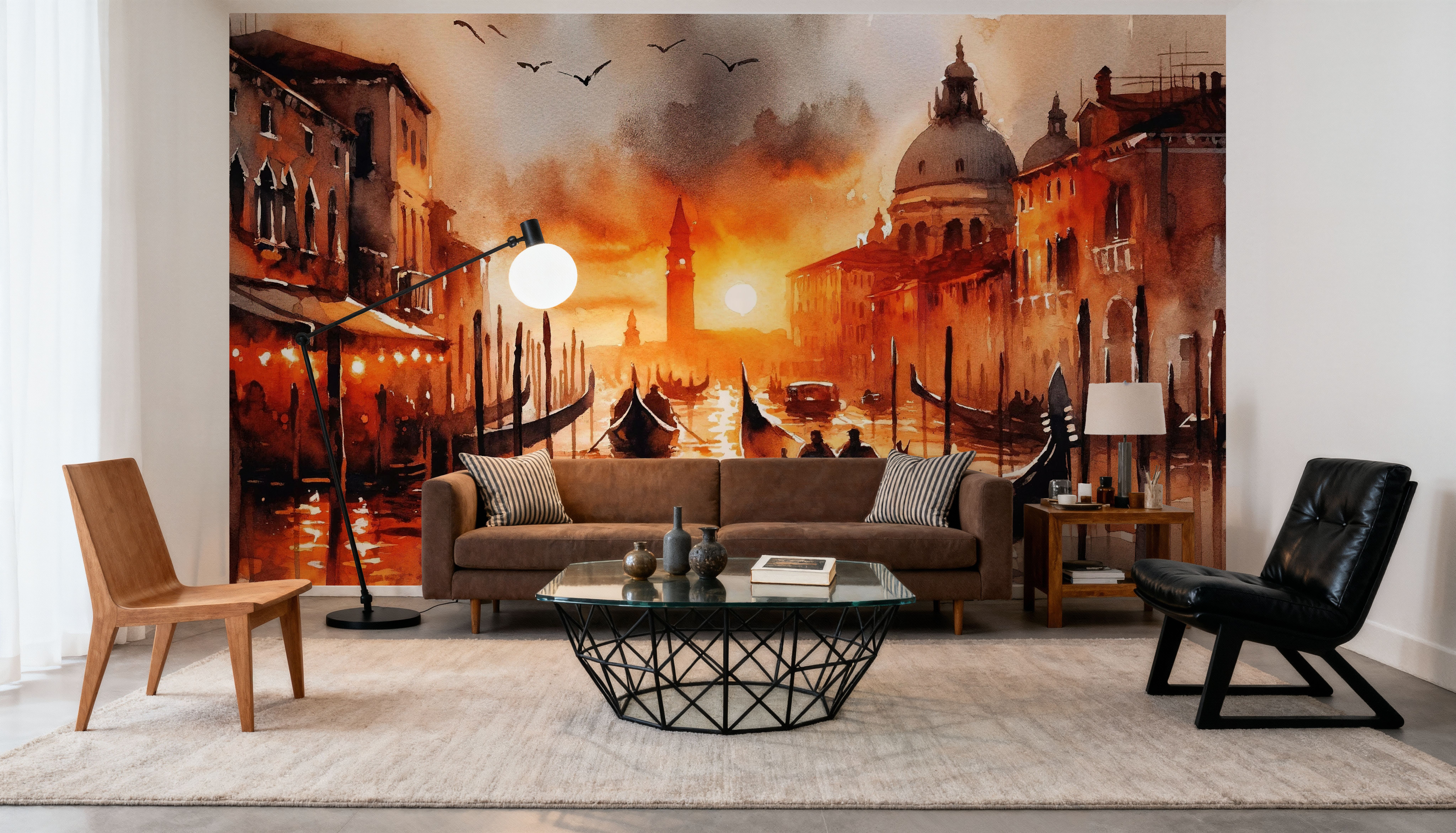 Fiery Sunset Over Venice Canal