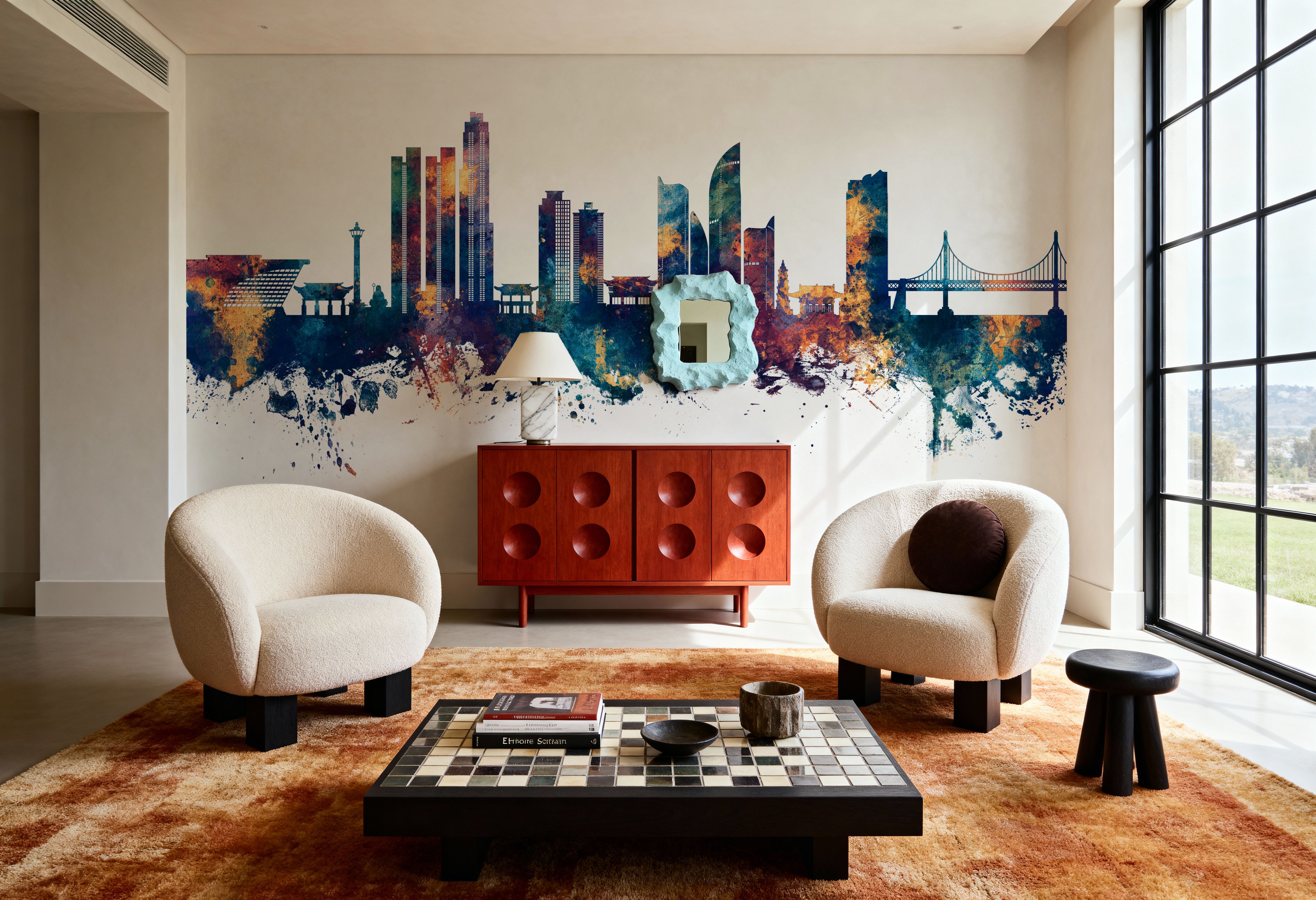 Busan South Korea Skyline Blue & Bronze