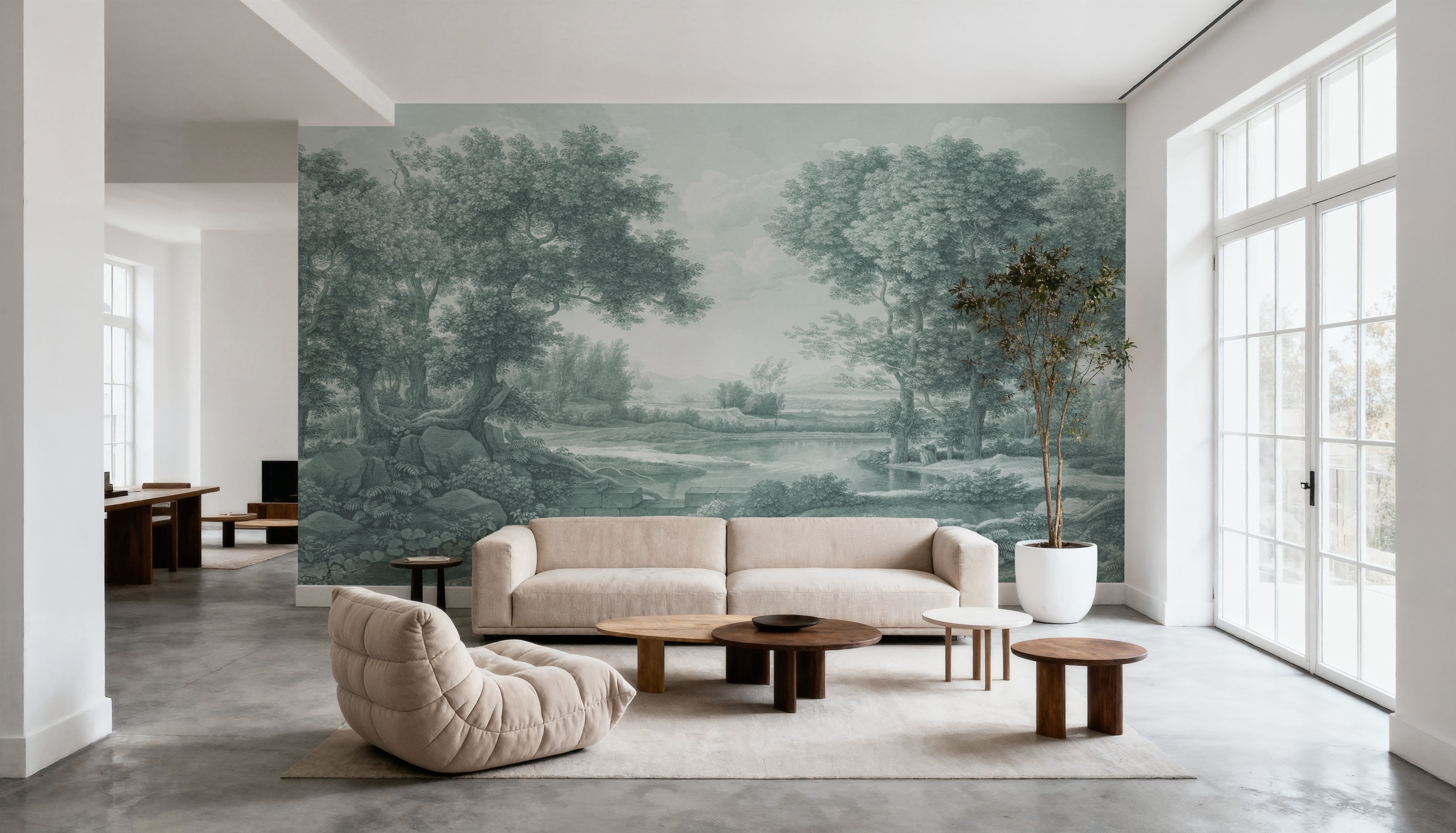 Riverbank Oak Landscape, Forest Green