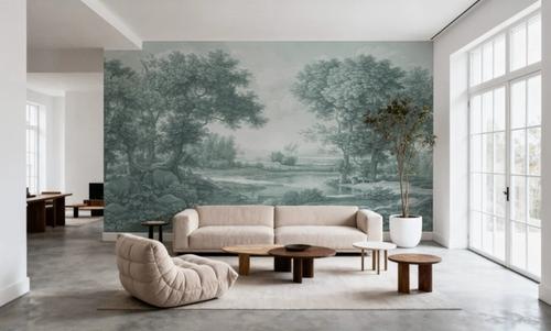 Riverbank Oak Landscape, Forest Green