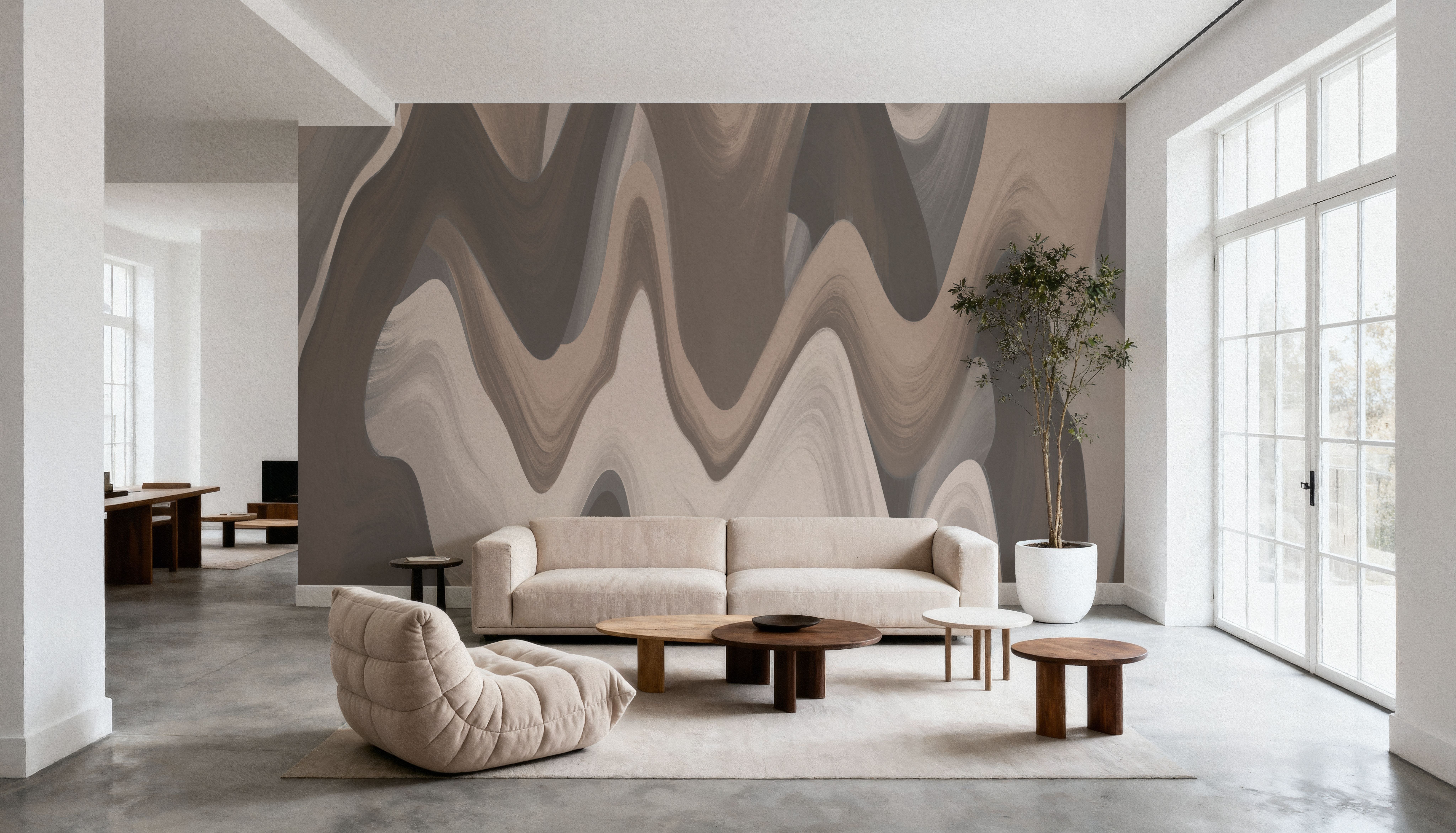 Abstract Paints, Mocha, Wallpaper