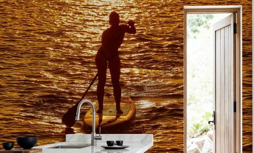 Golden Horizon Paddleboarder