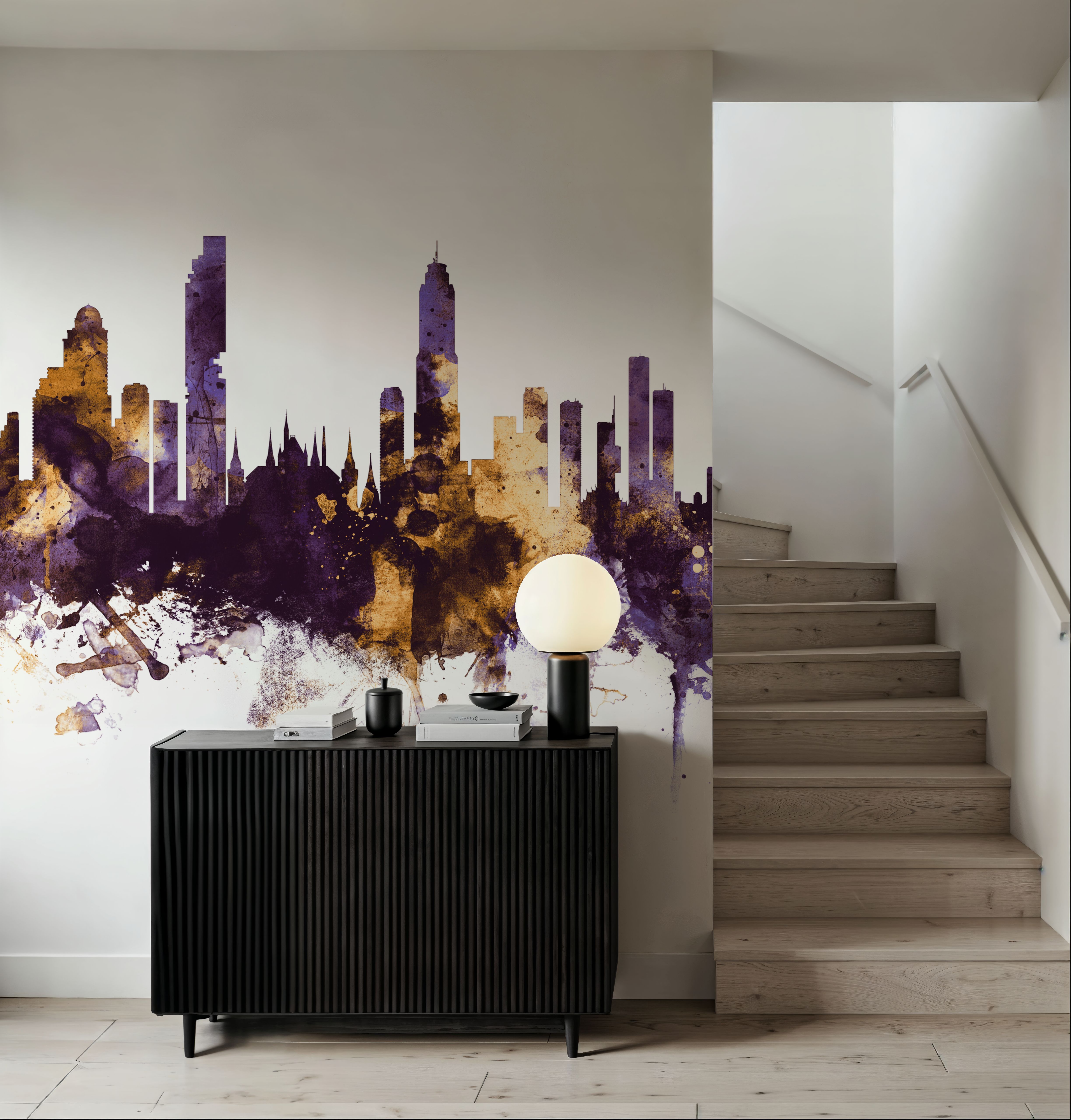 Bangkok Thailand Skyline Purple & Gold