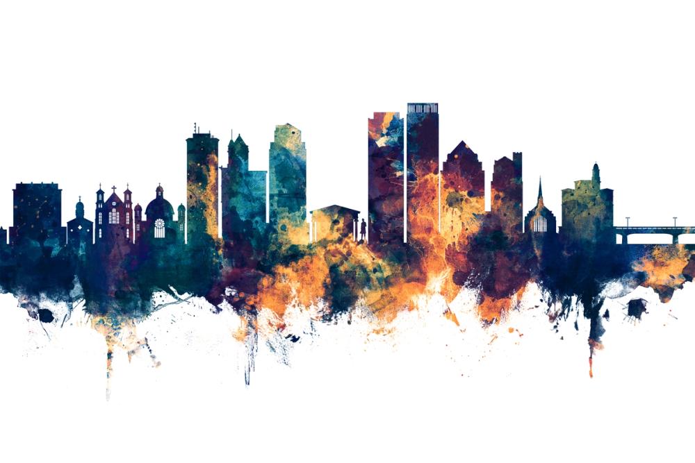 Dayton Ohio Skyline Blue & Bronze