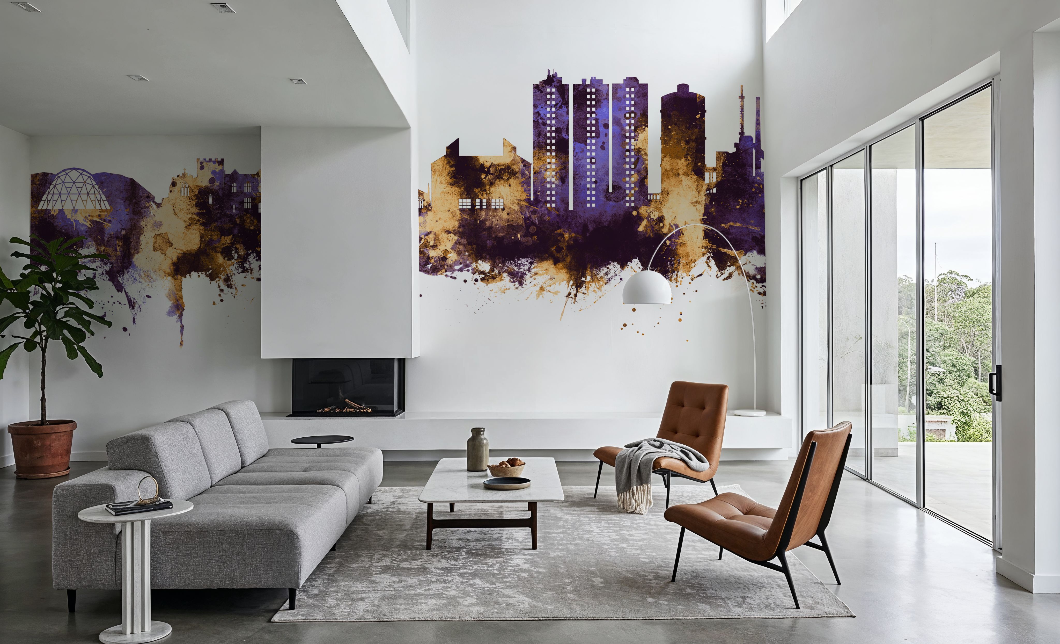 Scunthorpe England Skyline Purple & Gold