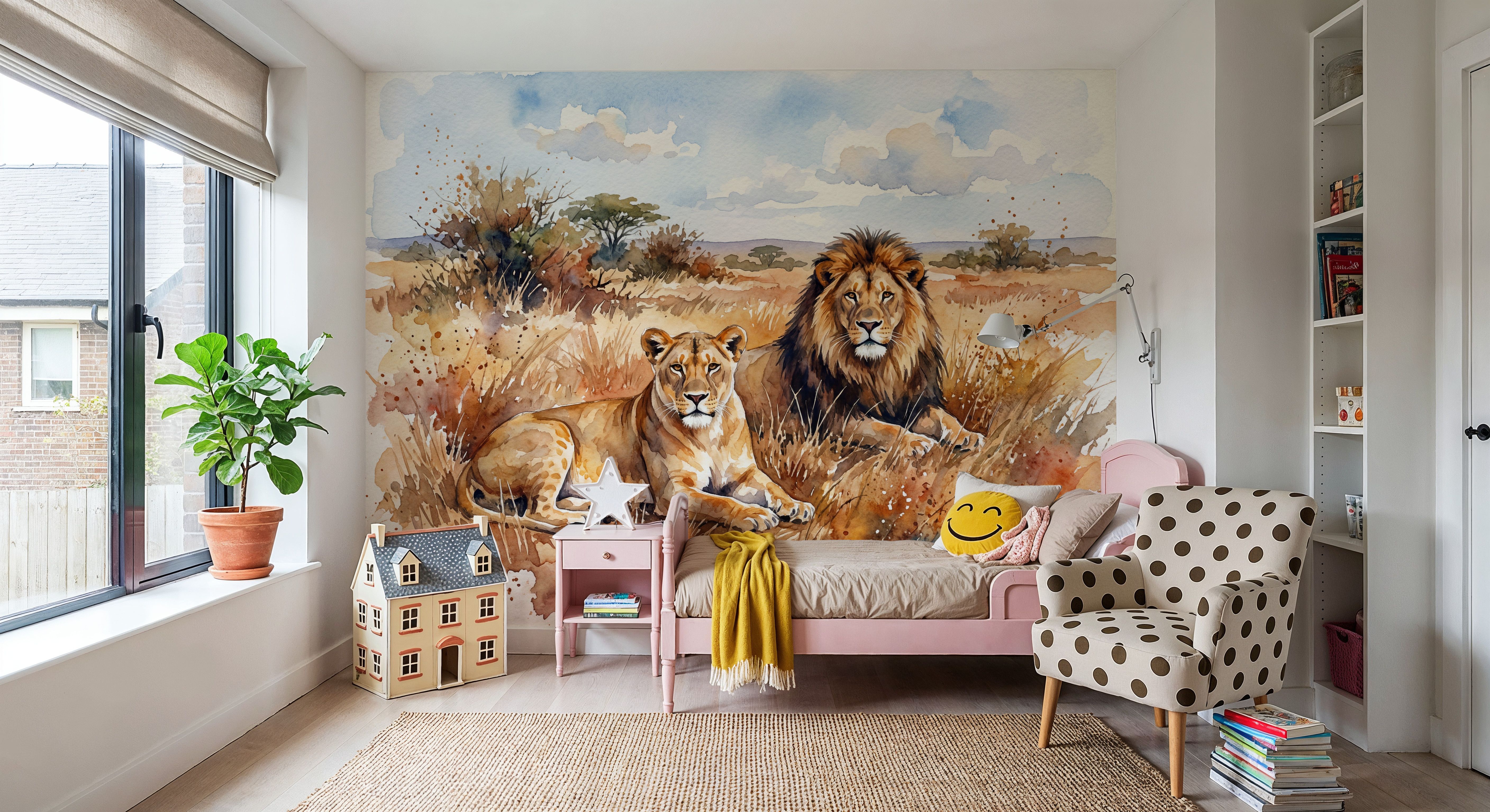 Lions II - Watercolor Predators Series, Wallpaper