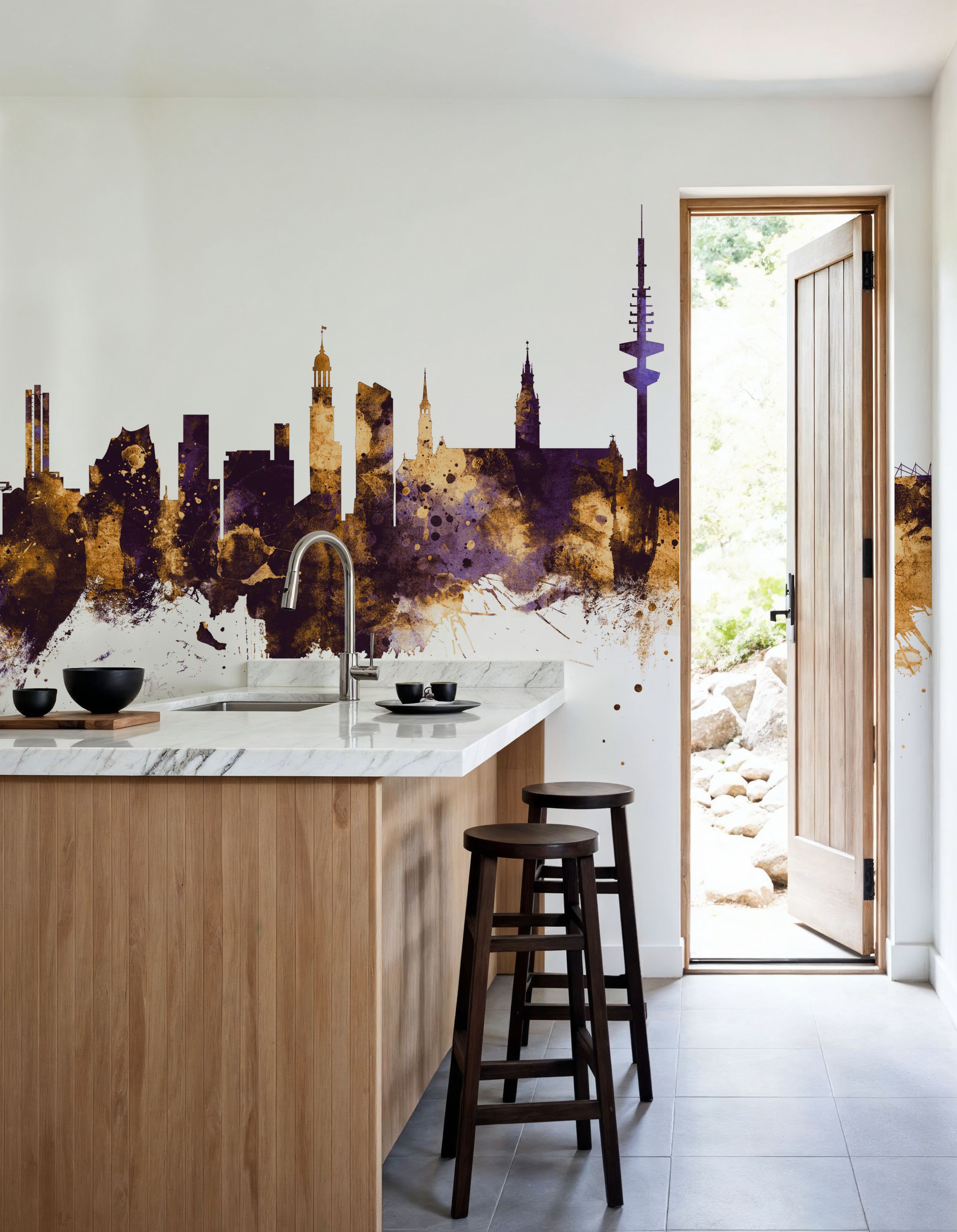 Hamburg Germany Skyline Purlpe & Gold