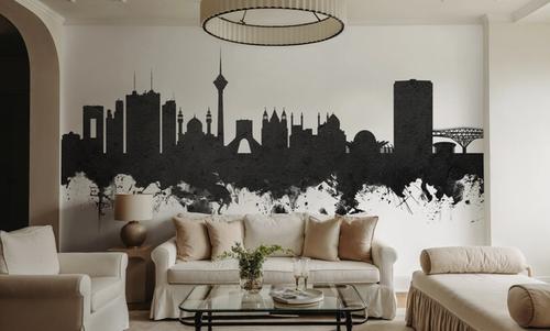 Tehran Iran Skyline Black & White