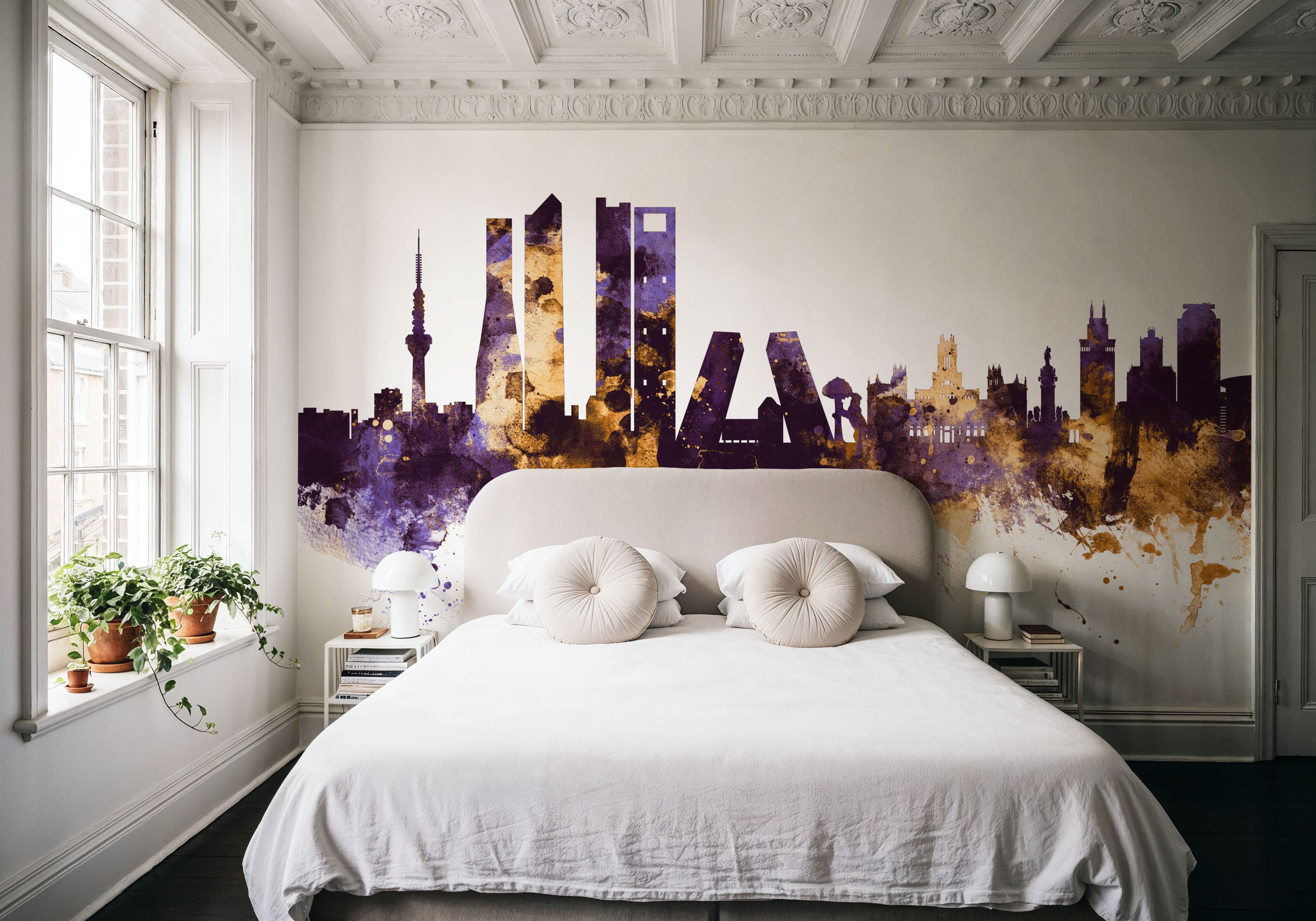 Madrid Skyline Purple & Gold