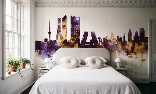 Madrid Skyline Purple & Gold